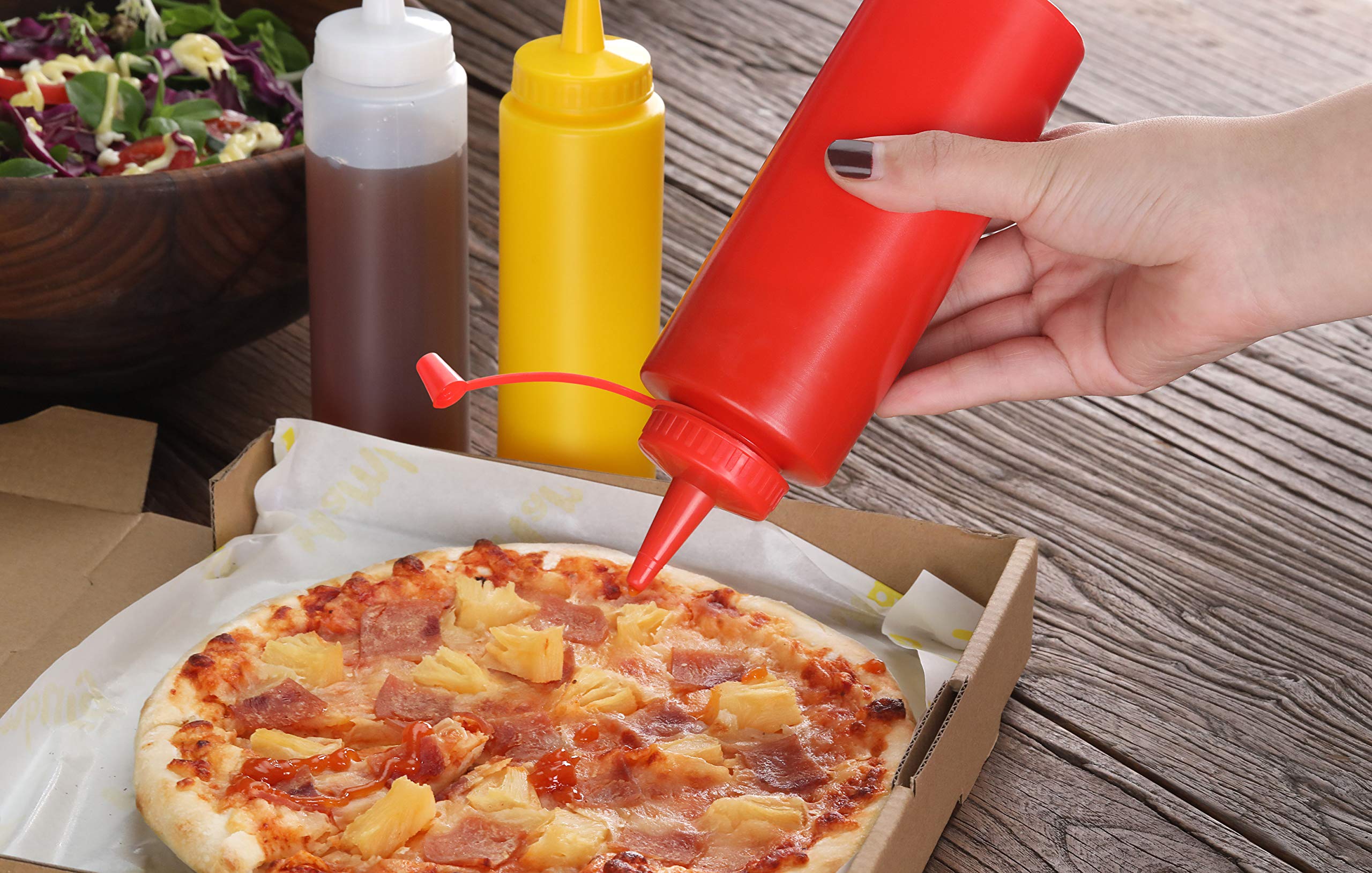 New Star Foodservice 26207 - Botellas para apretar, plástico, 24 oz, transparente, paquete de 6