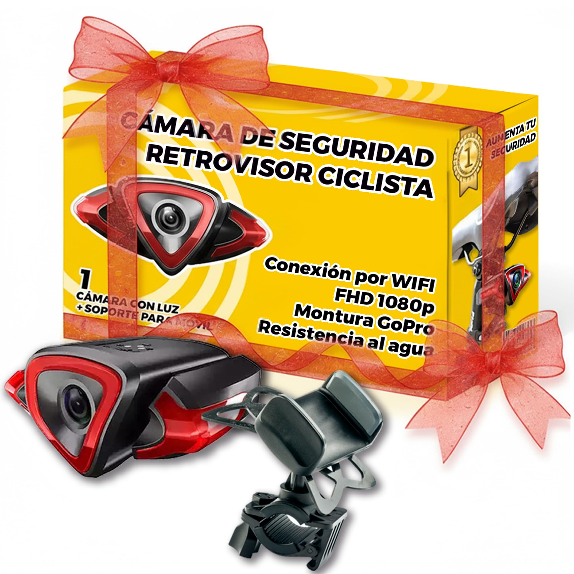Camara Trasera Espejo Retrovisor Bicicleta - Camara Trasera para Bicicletas - Cámara de Seguridad con Grabación, Visualización en Tiempo Real - Luz Trasera Bicicleta con Retrovisor e Intermitentes