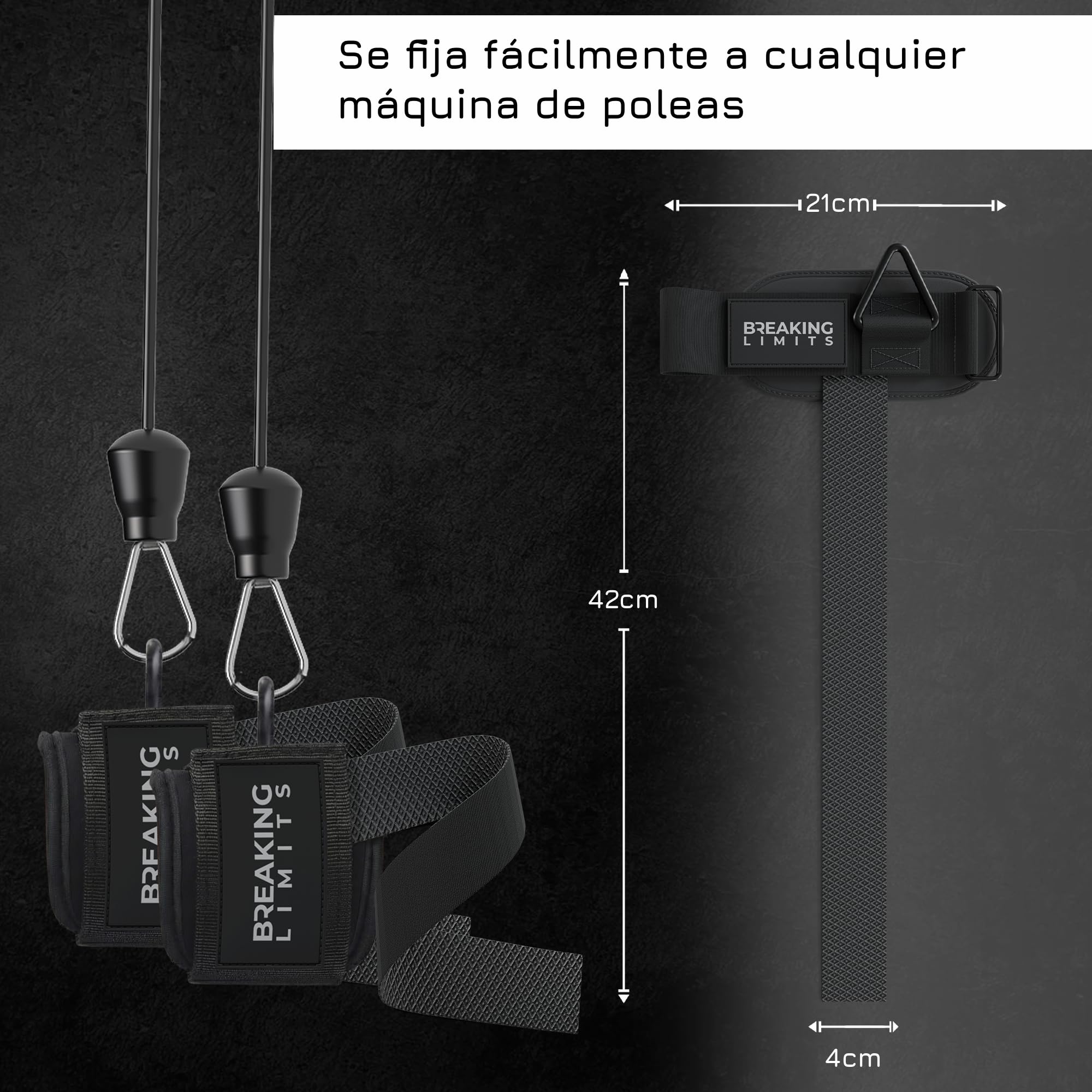 BREAKING LIMITS Wrist Cuffs Gym - Correas de tracción para entrenamiento de fuerza - Correas para la mano Gimnasio - Correa de elevación lateral para la muñeca - Correas de elevación para hombres y
