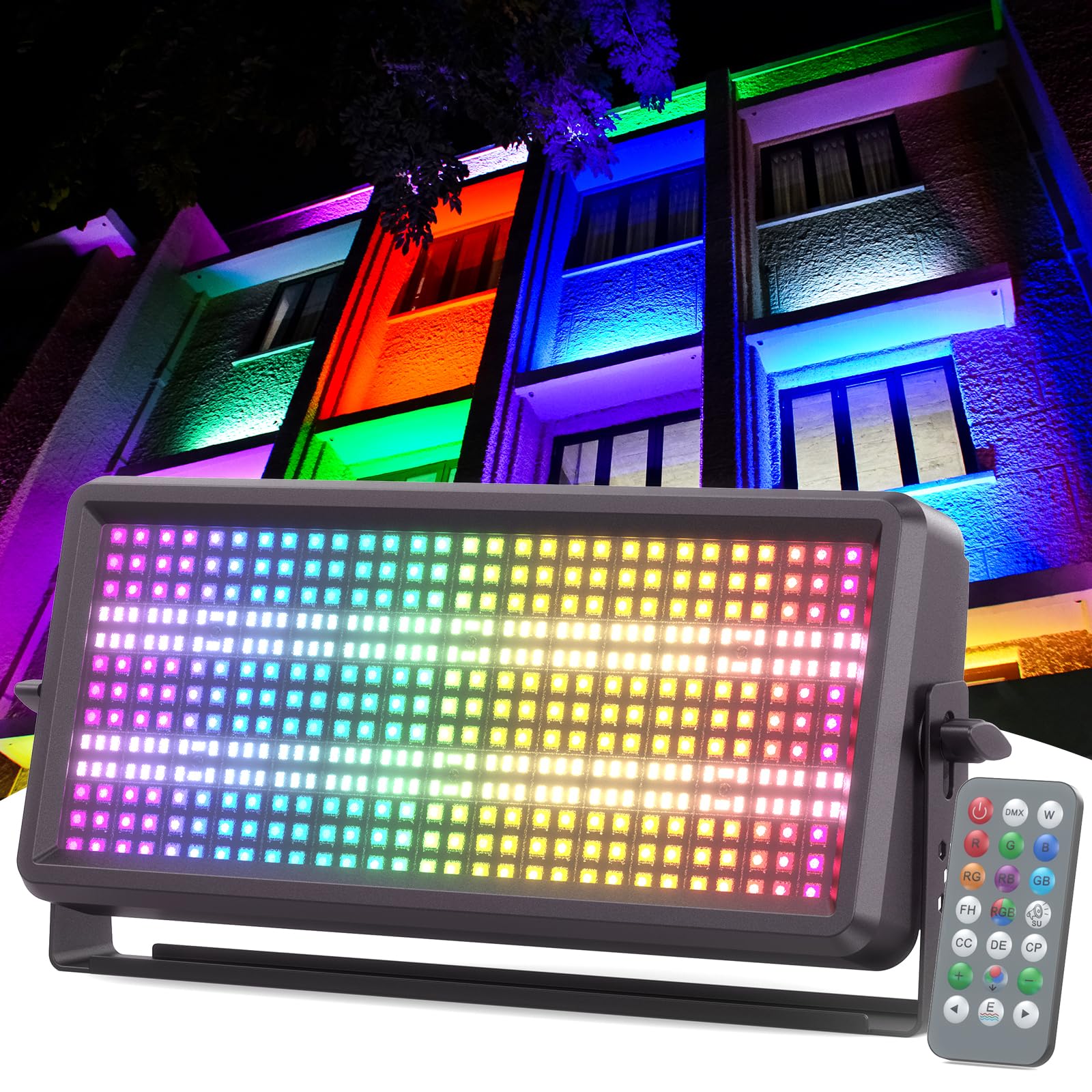 150W Luci Stroboscopica Fulmine con Telecomando, 270 RGB + 180 Bianco LEDs Effetti Luce Illuminazione di Sfondo, Luce da Palcoscenico per DJ Feste Bar Spettacoli Teatrali, 1 pezzo