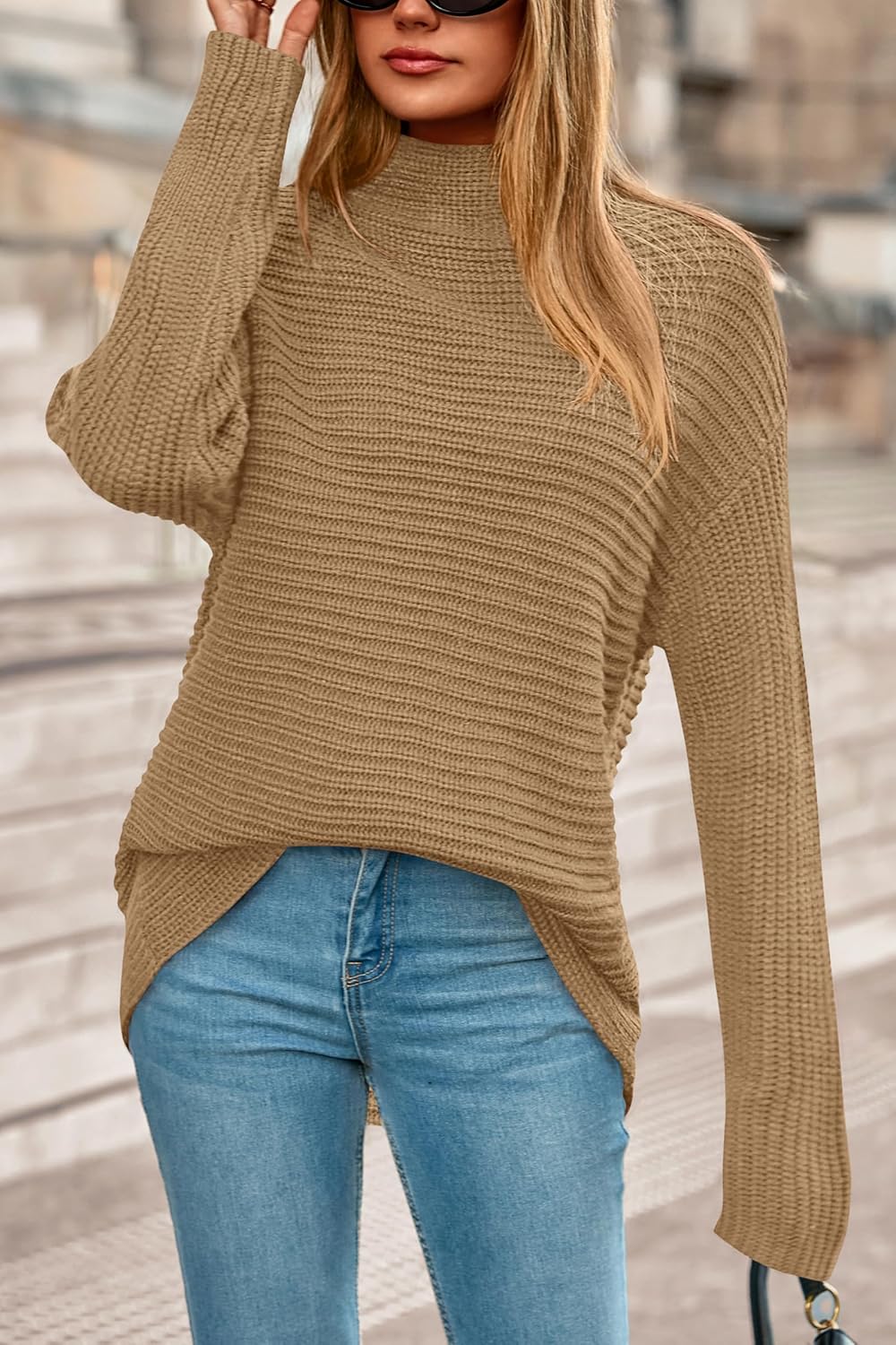 PRETTYGARDEN Womens Sweaters Fall Fashion 2025 Oversized Long Sleeve Mock Neck Chunky Knit Pullover Tops Winter Clothes - Image 8