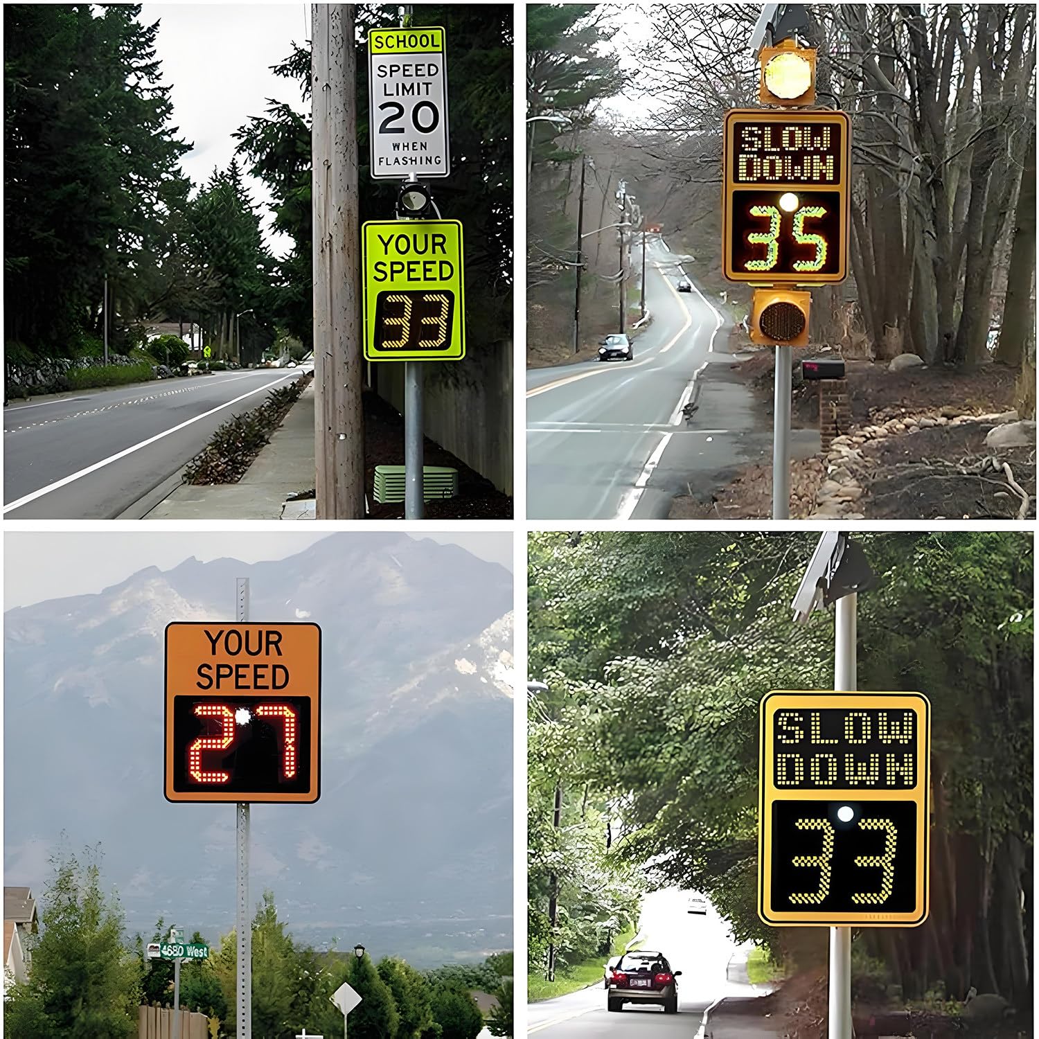 Señal de límite de Velocidad con Radar Solar, señal LED de límite de Velocidad, Panel de Advertencia de tráfico,Detector de Velocidad con Pantalla de Seguridad Vial Orange-19.69 * 27.56inches