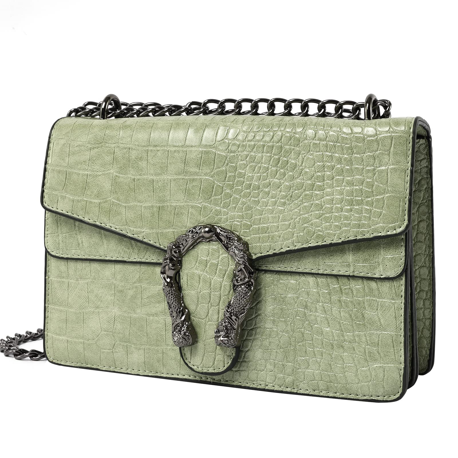 QQZJ Crossbody Shoulder Evening Bag for Women Snake Printed Leather Messenger Bag Chain Strap Clutch Small Square Satchel Purse