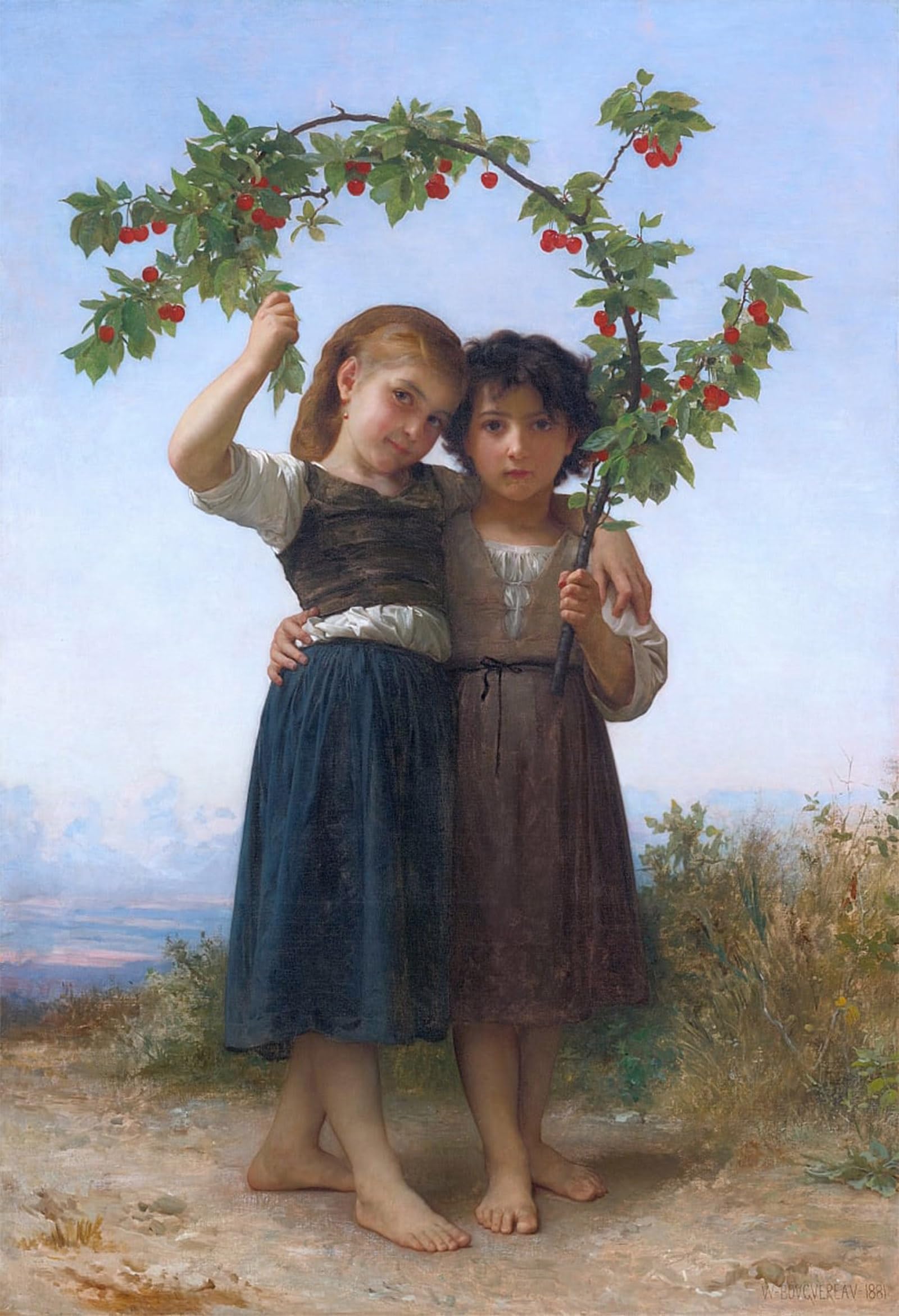 ARTXLXXBN Famous Prints Artwork Pictures Poster Painting Art Italian Tambourine by William Adolphe Bouguereau Artwork Landscape Pictures for Home Decor 60x90cm