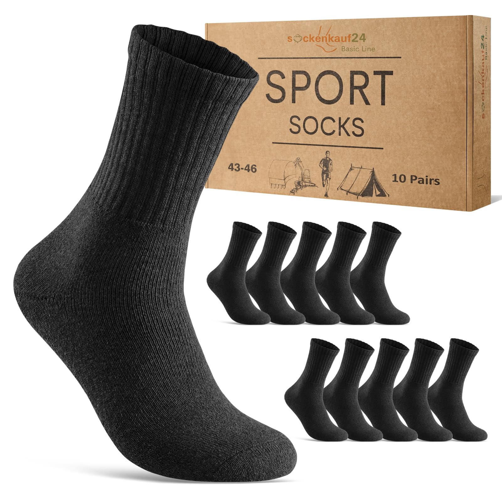 10 Pairs Sports Socks Tennis Socks Cotton Breathable Crew Socks for Men and Women