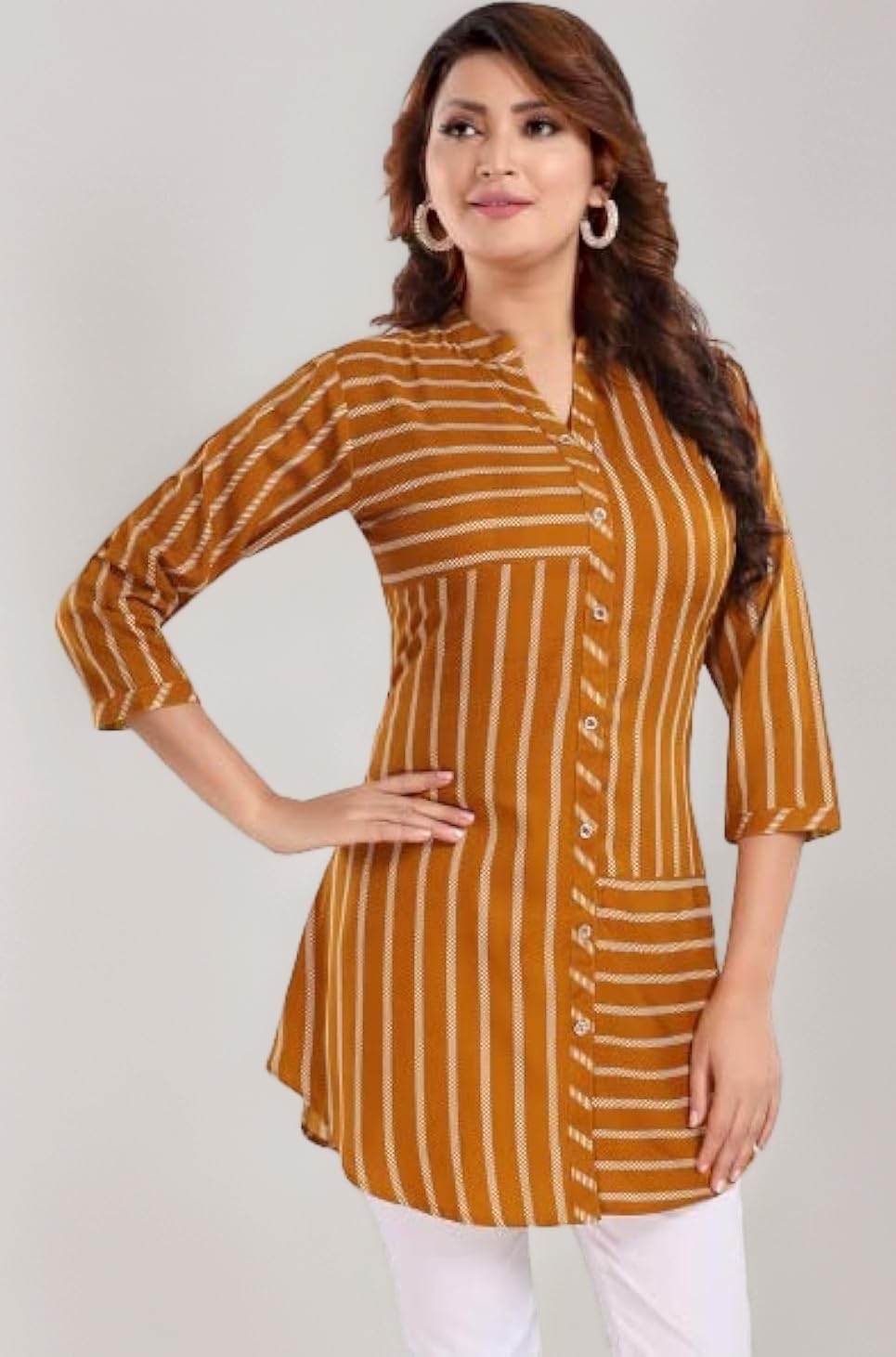 Keshubaba Women's Polyester Crepe Short Tunic Top | short kurti for jeans for women |kurti tops | short kurti | short kurti for women | short kurti for girls