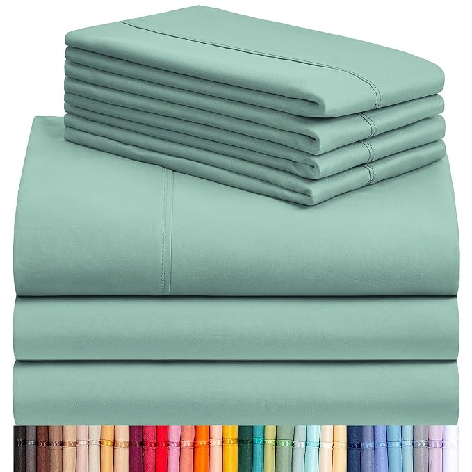 LuxClub 7 PC Sheet Set Bamboo Sheets Deep Pockets 18