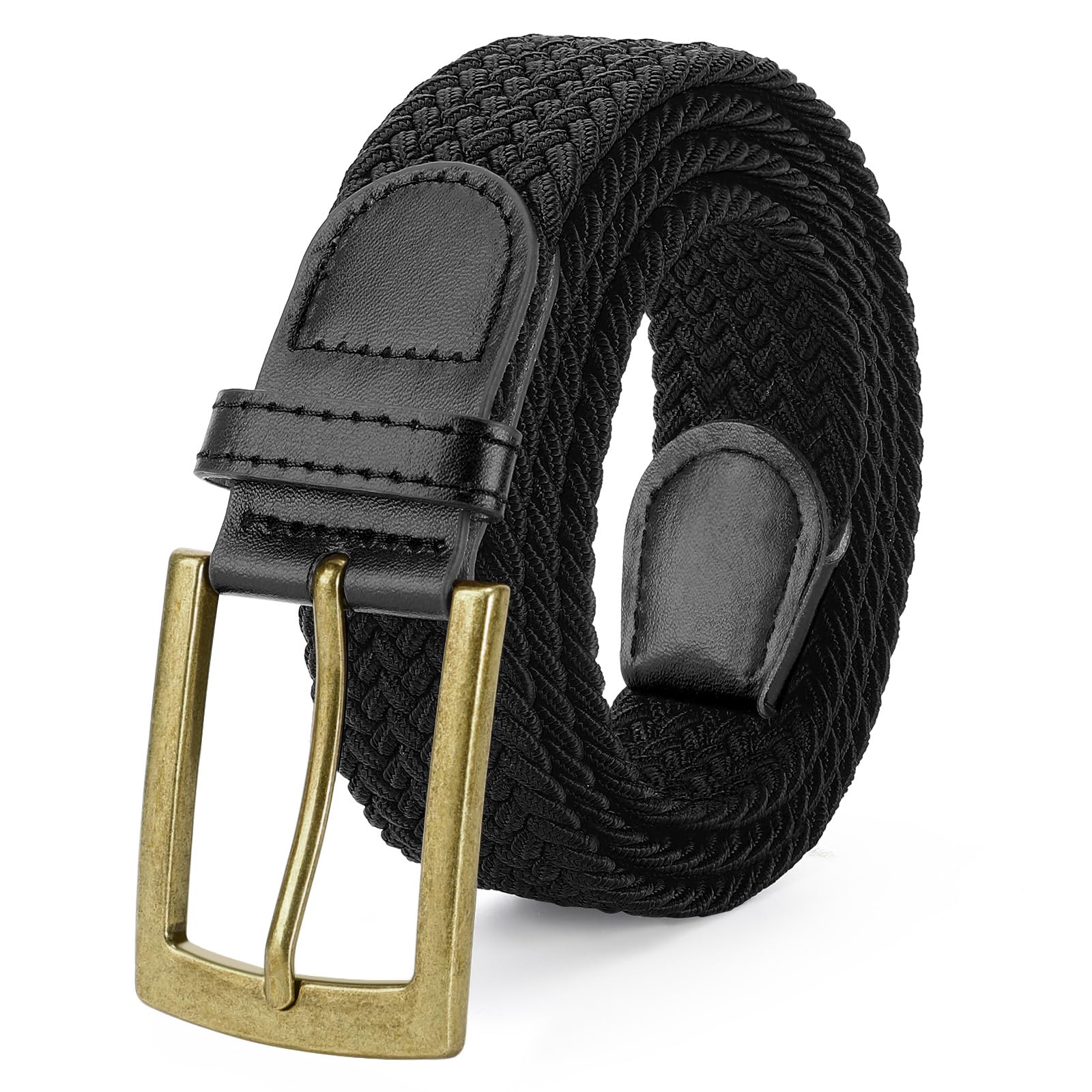 SUOSDEY Elastic Fabric Braided Belts for Men, Stretch Woven Belts for Golf Casual Jeans Shorts