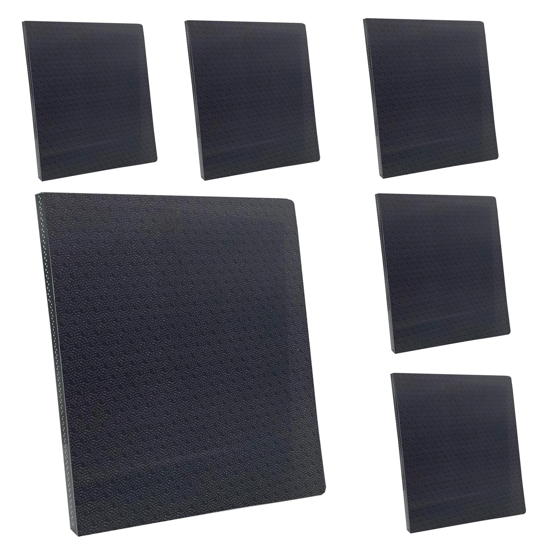 Set of 6 Display Books with 40 Plastic Pockets Home Office School Folder Clear Plastic Pages Presentation Pocketbook Glossy Cover [Black]