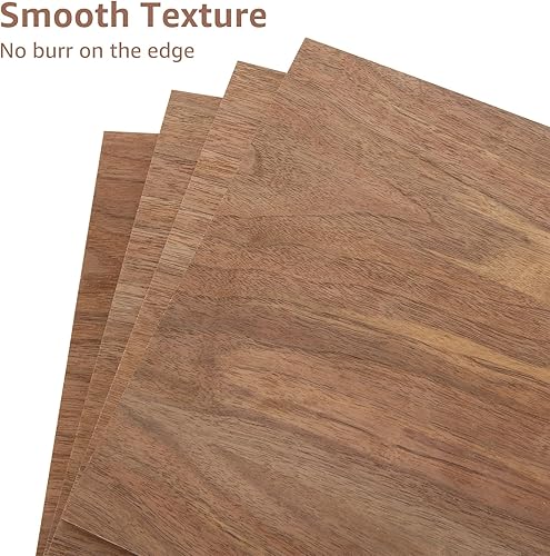 Miniatura 3 de Paquete de 4 contrachapados de nogal de 12 x 12 pulgadas, madera de nogal de 15 pulgadas para manualidades, madera contrachapada de 0.197 in de