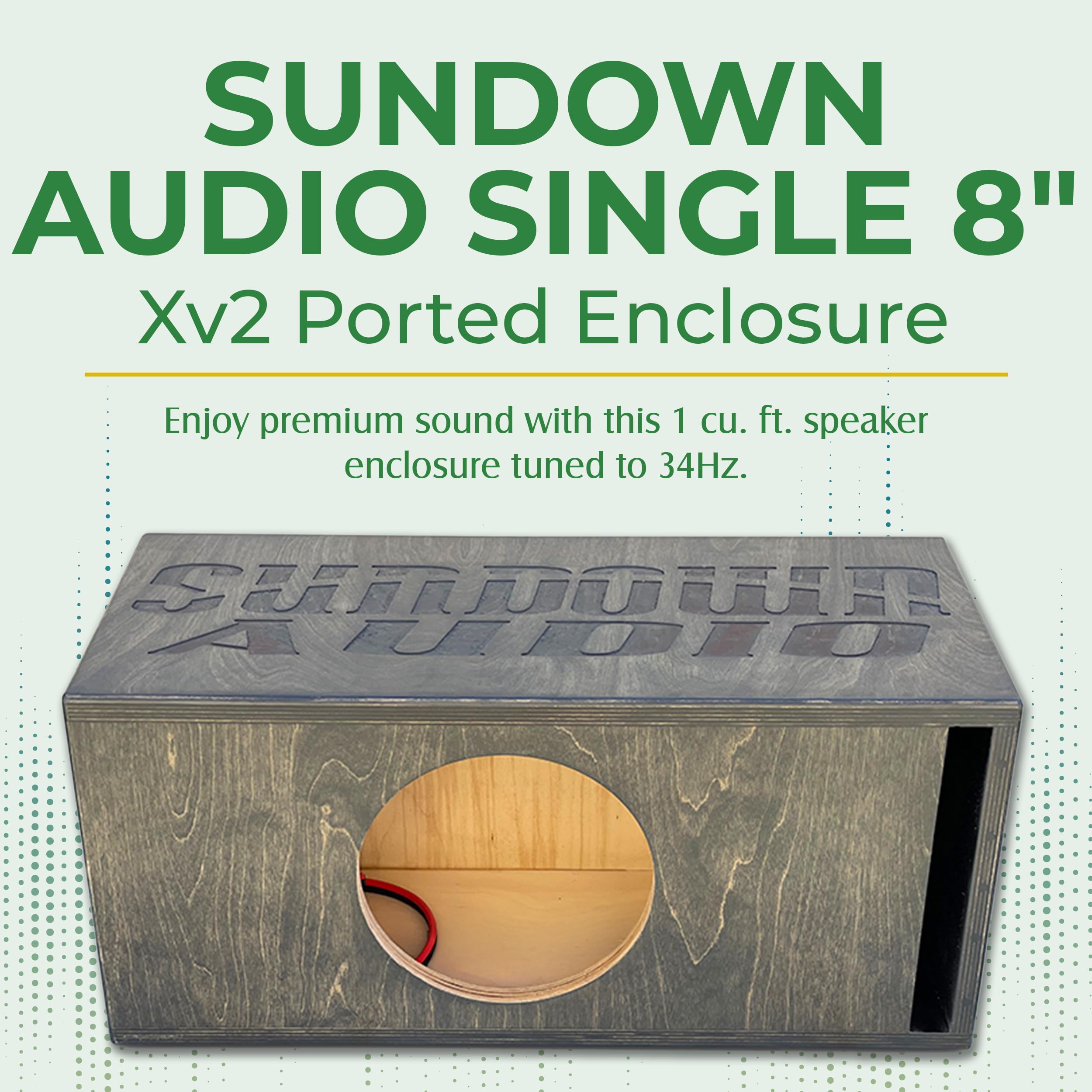 Sundown Audio Xv2 Ported Subwoofer Enclosure - Single 8 Inch Subwoofer Box to Enhance Sound & Bass – 1 Cu Ft, 34Hz Tuned, 24mm Baffle, Baltic Birch, Pre-Wired 10ga OFC – USA Made Speaker Enclosure