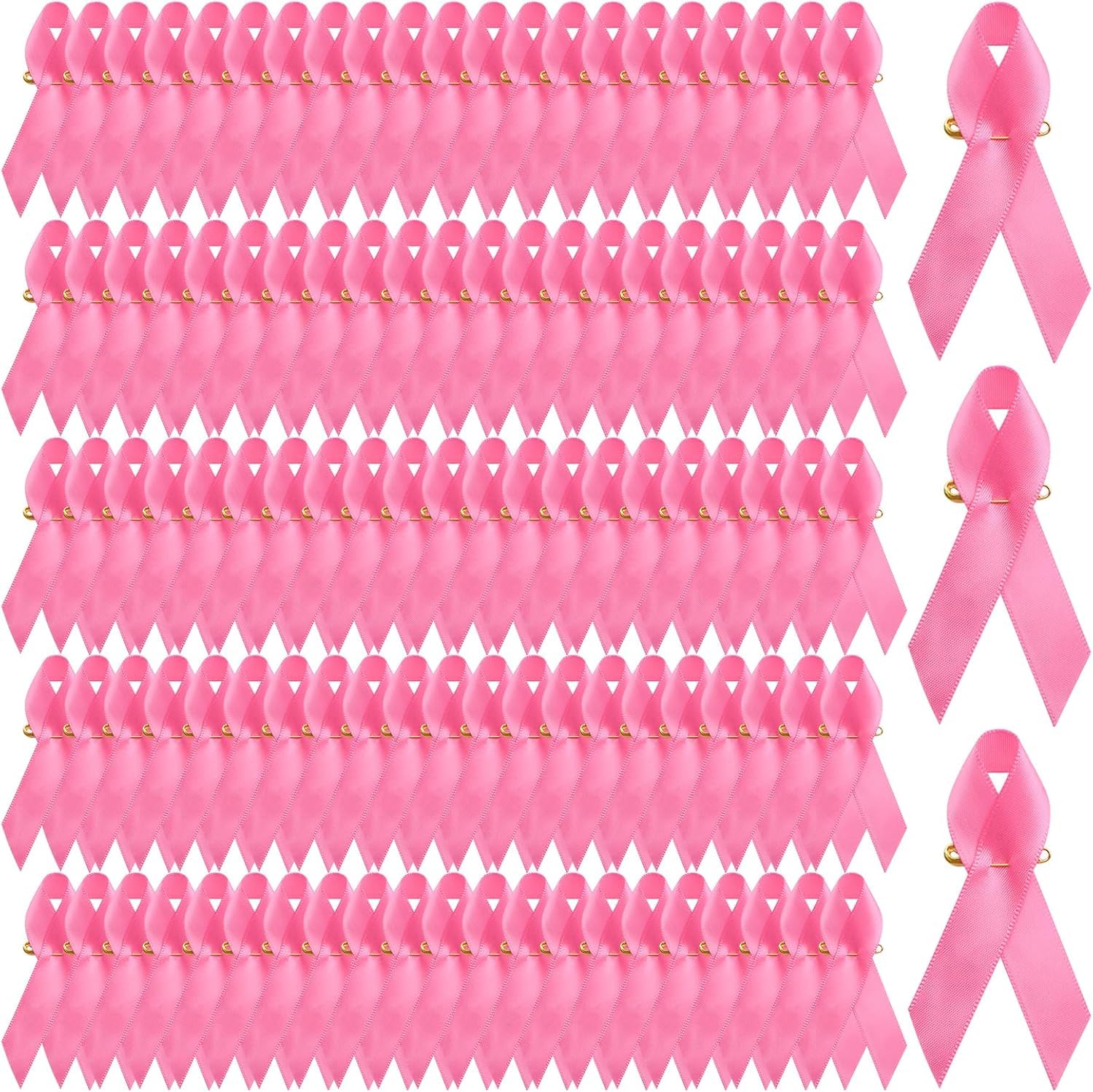 WANDIC 500 PCS Pin's Octobre Rose,Broche Octobre Rose Decoration pour la Sensibilisation au Cancer du Sein Épingles Badge à Ruban en Polyester Accessoires pour Les Activités Caritatives Femme