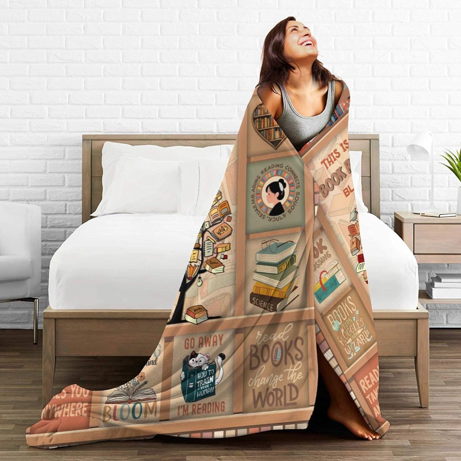 Book Lovers Gifts Blanket for Women, Bookworm Librarian Readers Booklover Bookish Gift, Books Lover Throw Blanket, Reading Accessorie Blankets Present For Birthday Christmas (Book Lovers-2, 80"X60")