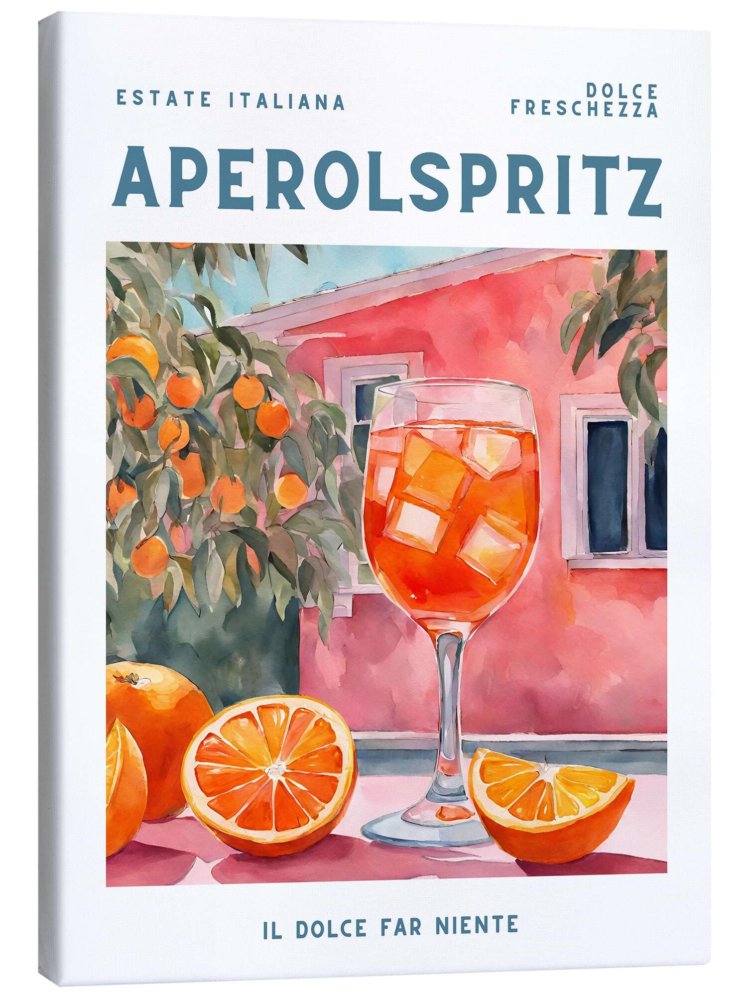 Posterlounge Estate Italiana - Aperol Spritz Leinwandbild | 60 x 80 cm von Ohkimiko Rosé Wandbilder Wanddeko