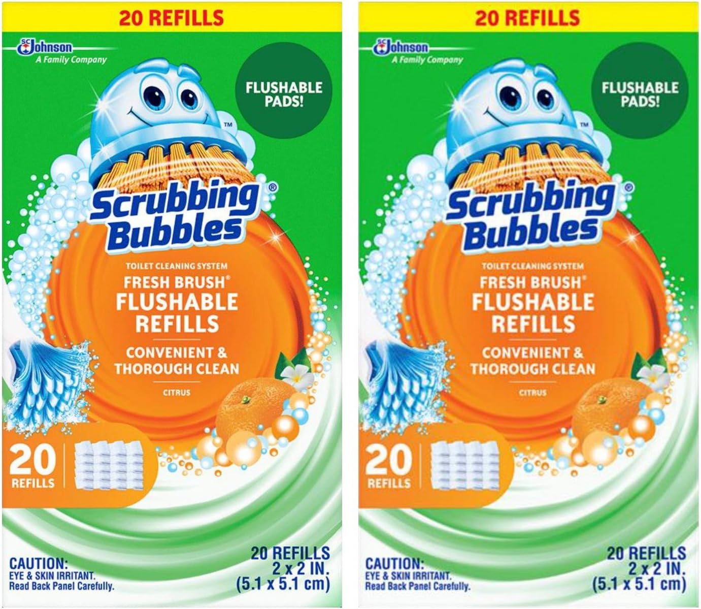 Scrubbing Bubbles Toilet Fresh Brush Flushable Refills 20 CT (Pack of 2)