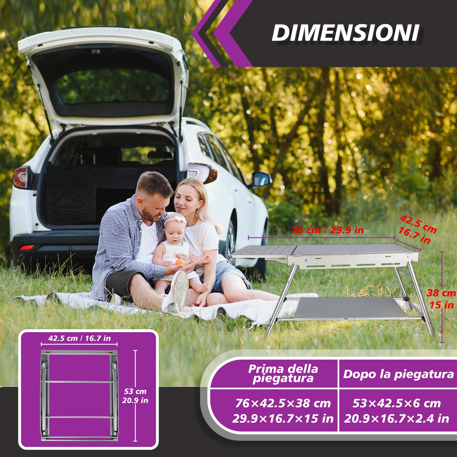 supregear Tavolo Pieghevole da Campeggio Outdoor, Telaio in Lega di Alluminio Leggero con Borsa da Trasporto Oxford Durevole, Facile da Montare e Design Pieghevole, Ideale per Giardino, Cena