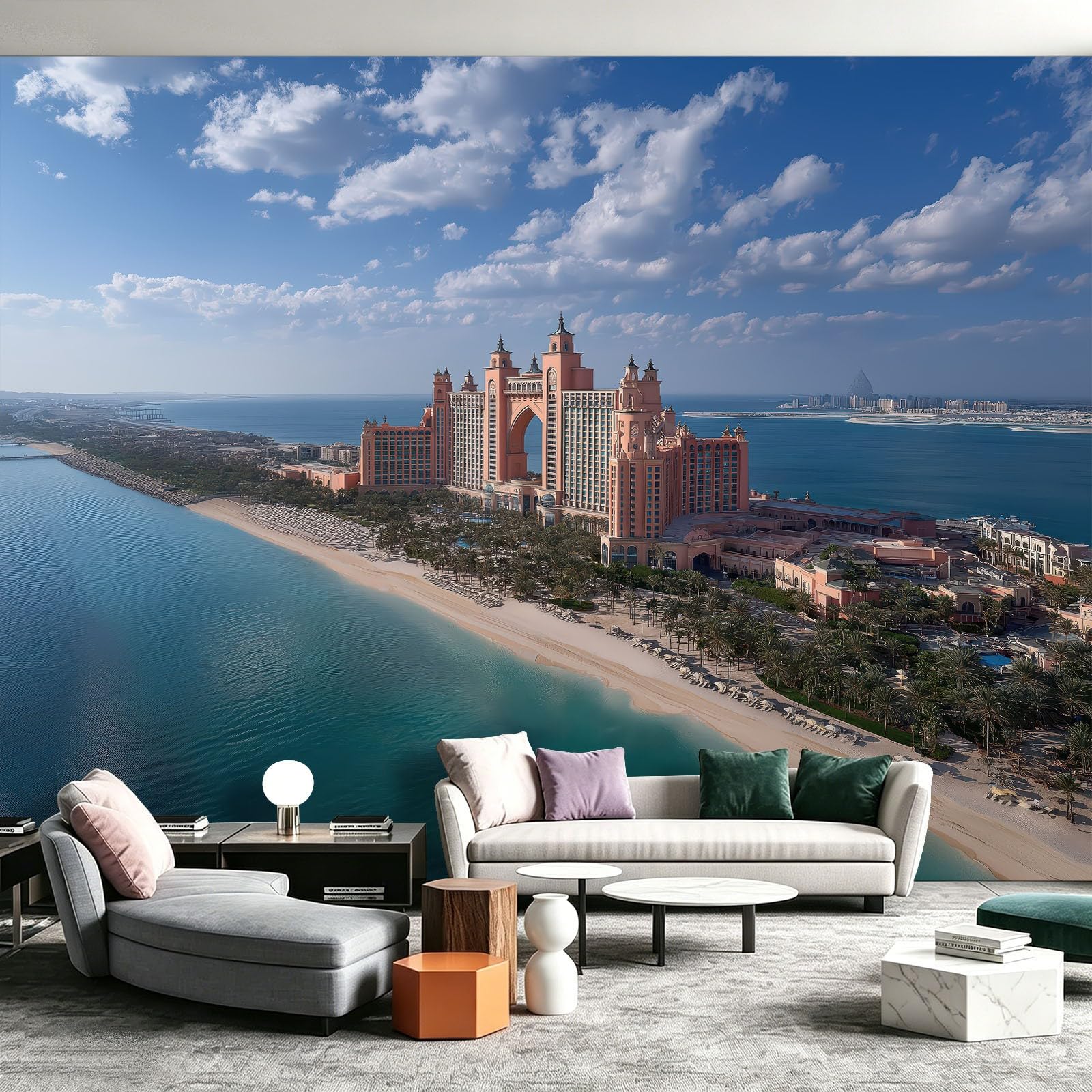 Générique Panoramiczna tapeta z włókniny 350 x 256 cm, nowoczesna tapeta z włókniny, dekoracja do salonu i sypialni, efekt 3D, ocean, plaża, las