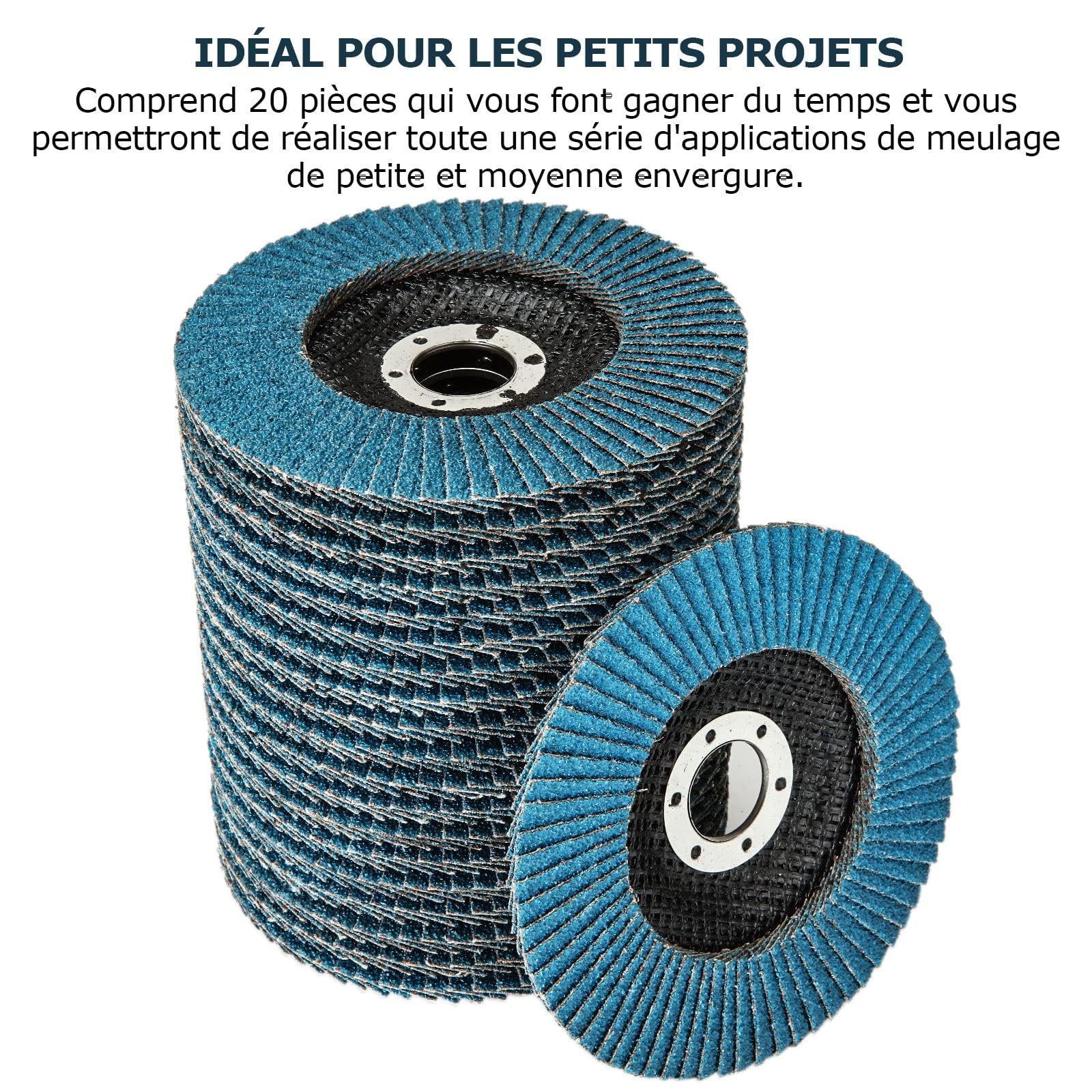 ASelected Lot de 20 Disques à Lamelles de Qualité Professionnelle 125 mm Grain 60, Disques Abrasifs à Lamelles pour Métal Enlever Ebavure, Rouille, Polissage, Finition