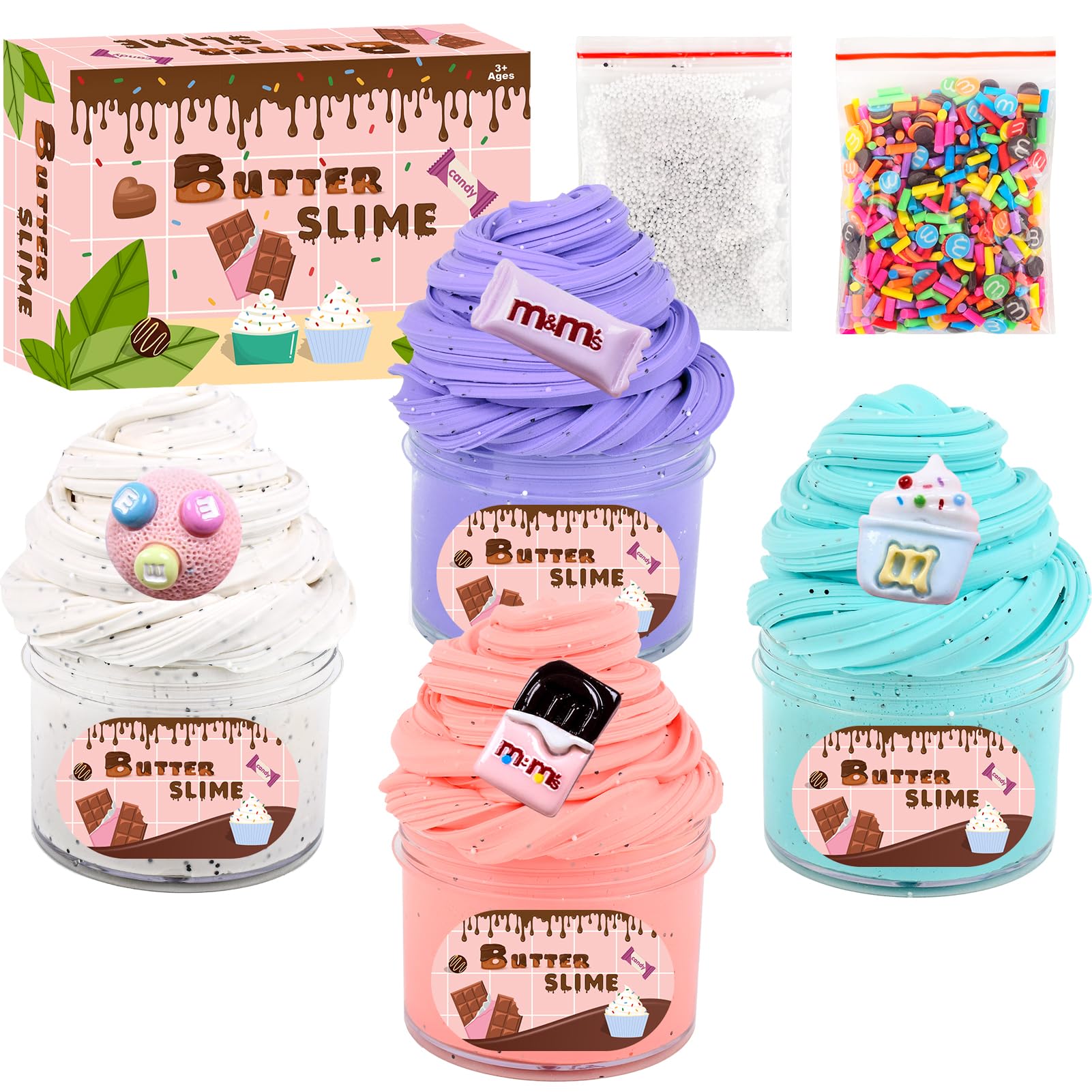 4 Pack Candy Cake Butter Slime Kit, Scented Putty Slimes for Kids, Soft and No-Sticky, Party Favors, Stress Relief Toys for Boys GirlsCarbonfree Certified