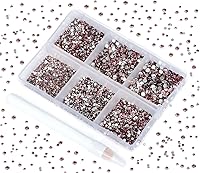 Vista 63 de 2880 diamantes de imitación para arte de uñas, sin termofijación, fijación con pegamento, cristales redondos de vidrio con base plana para hacer