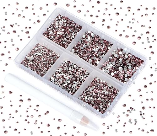 Miniatura 63 de 2880 diamantes de imitación para arte de uñas, sin termofijación, fijación con pegamento, cristales redondos de vidrio con base plana para hacer