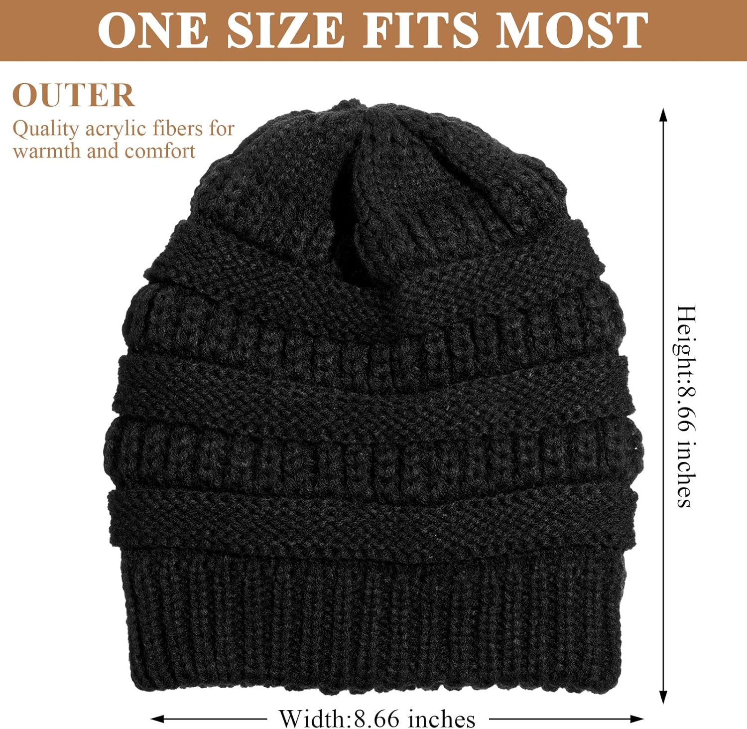 Geyoga 2/4/6 Pack Satin Lined Beanie for Women Warm Winter Hats Cable Knit Slouchy Skull Warm Cap Silk Beanies Hats for Women