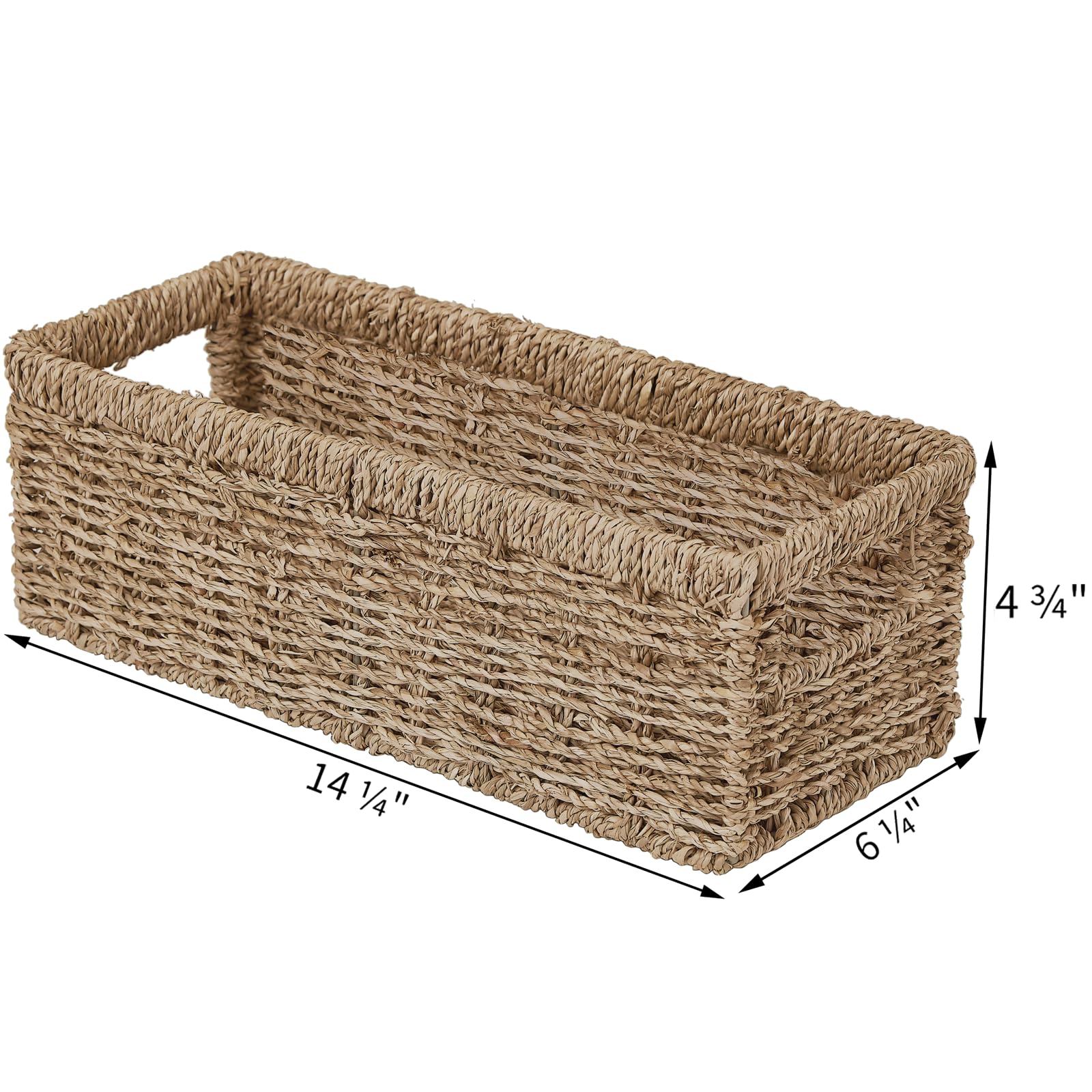 Vagusicc Lot de 2 paniers de rangement en osier, paniers en jonc de mer tissés à la main avec poignées, panier à papier toilette pour réservoir de toilette, petits paniers en osier pour organiser les