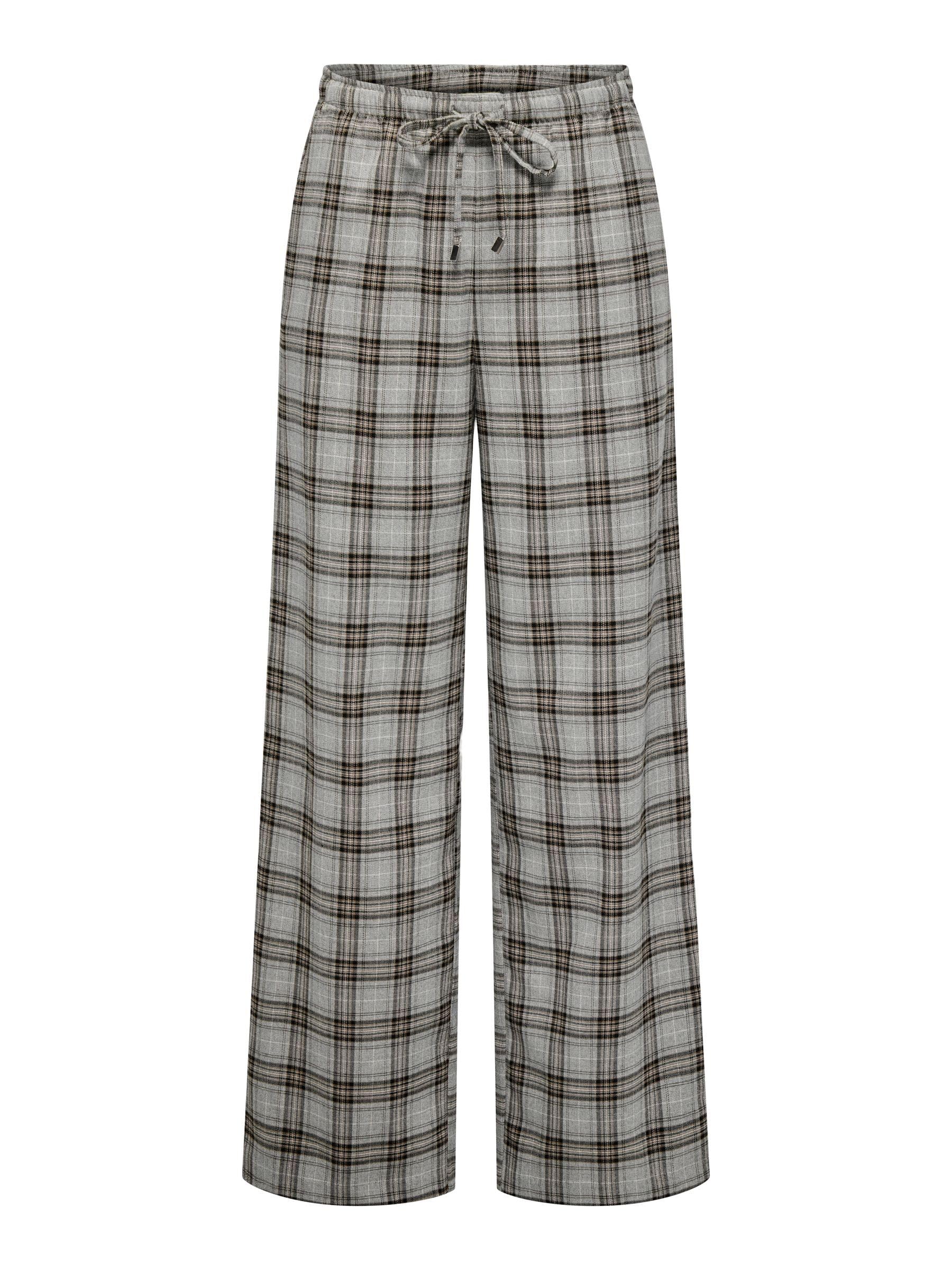 ONLY Onlisadora Life Reg Pull Wide Check Pnt, Melange Grigio Medio, (M) W x 32L