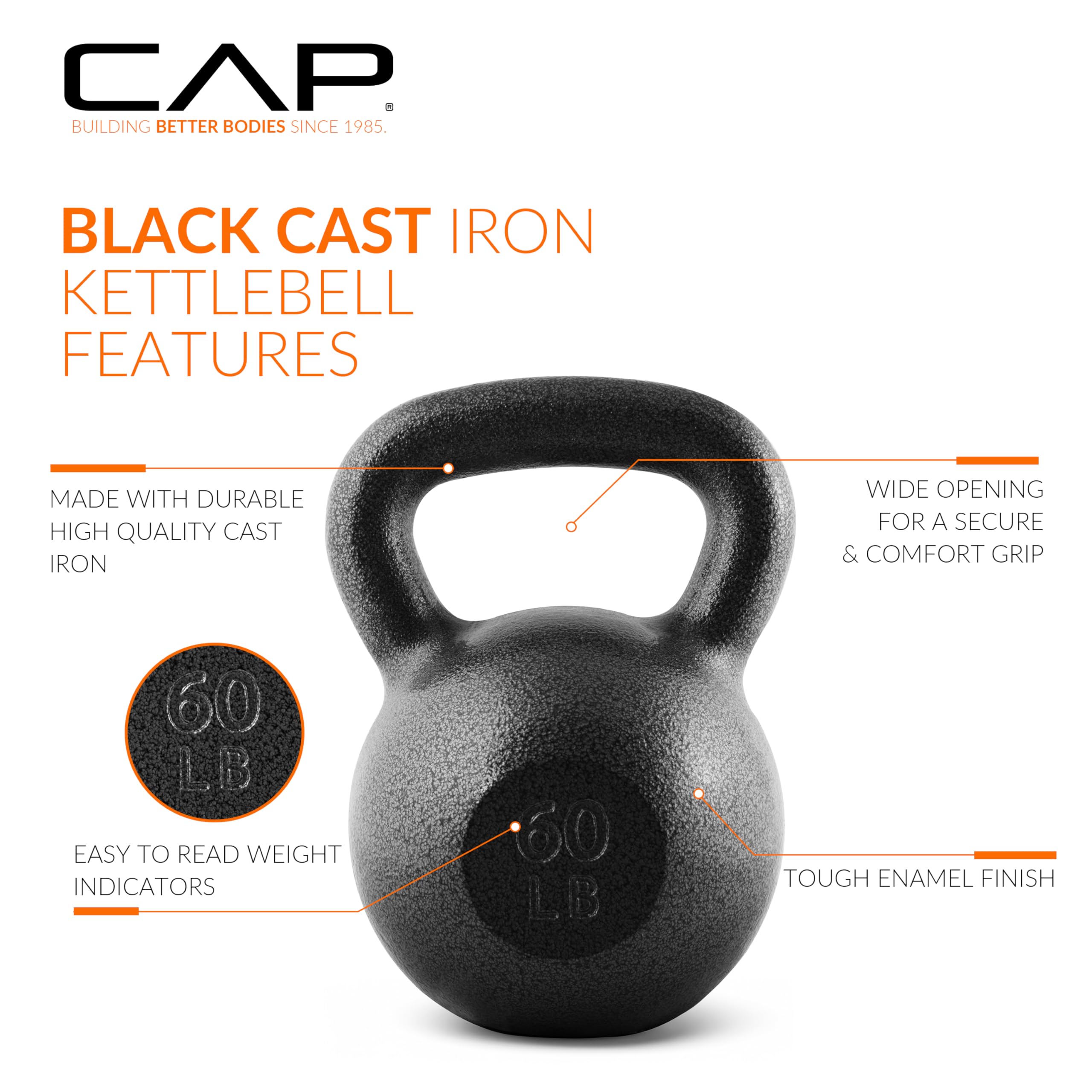 Amazon | キャップバーベル鋳鉄ケトルベル、ブラック | CAP Barbell