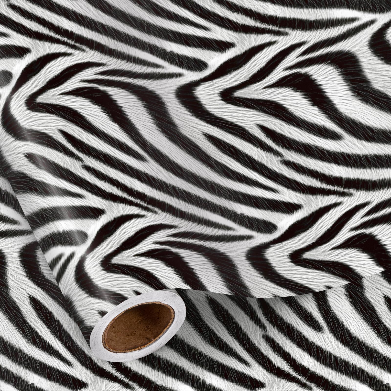 RUSPEPA Mini Zebra Safari Wrapping Paper 43.2cm x 5m Classic Black White Zebra Stripes Great for Kids Birthdays Zoo Events Baby Showers Holidays