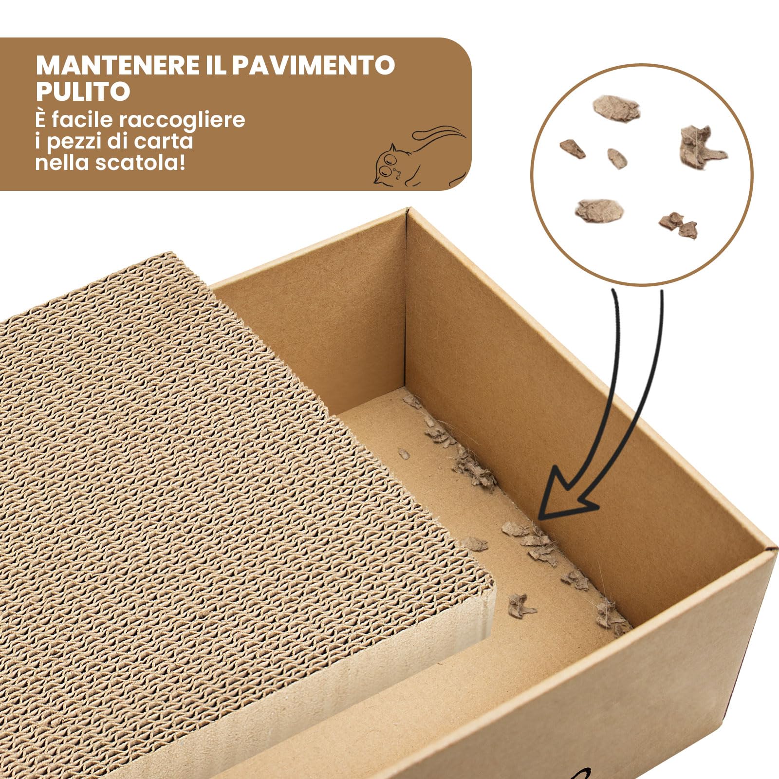 Ycozy Tiragraffi per Gatti 5 in 1 Scatole Graffiatoio Gatti Cartone 5PCS Cartone Ricambio Tiragraffi Gatto Double Face per Gatti Grandi Resistente
