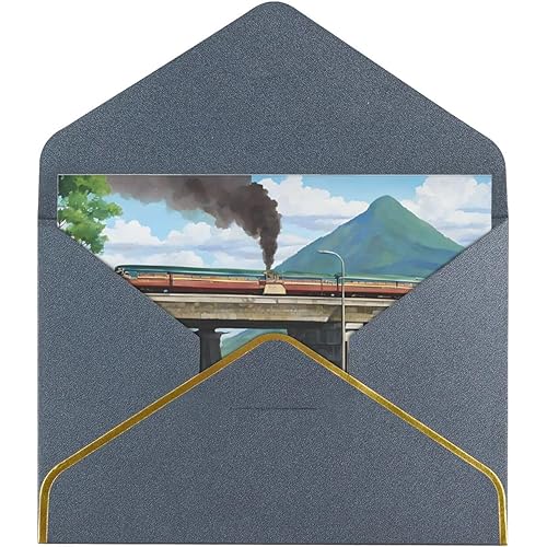 Steam Trainprint Elegant Pearl Greeting Card Premium Christmas, Birthday Wedding Anniversary Cards For All Occasions Blank Inside For Personal Messages