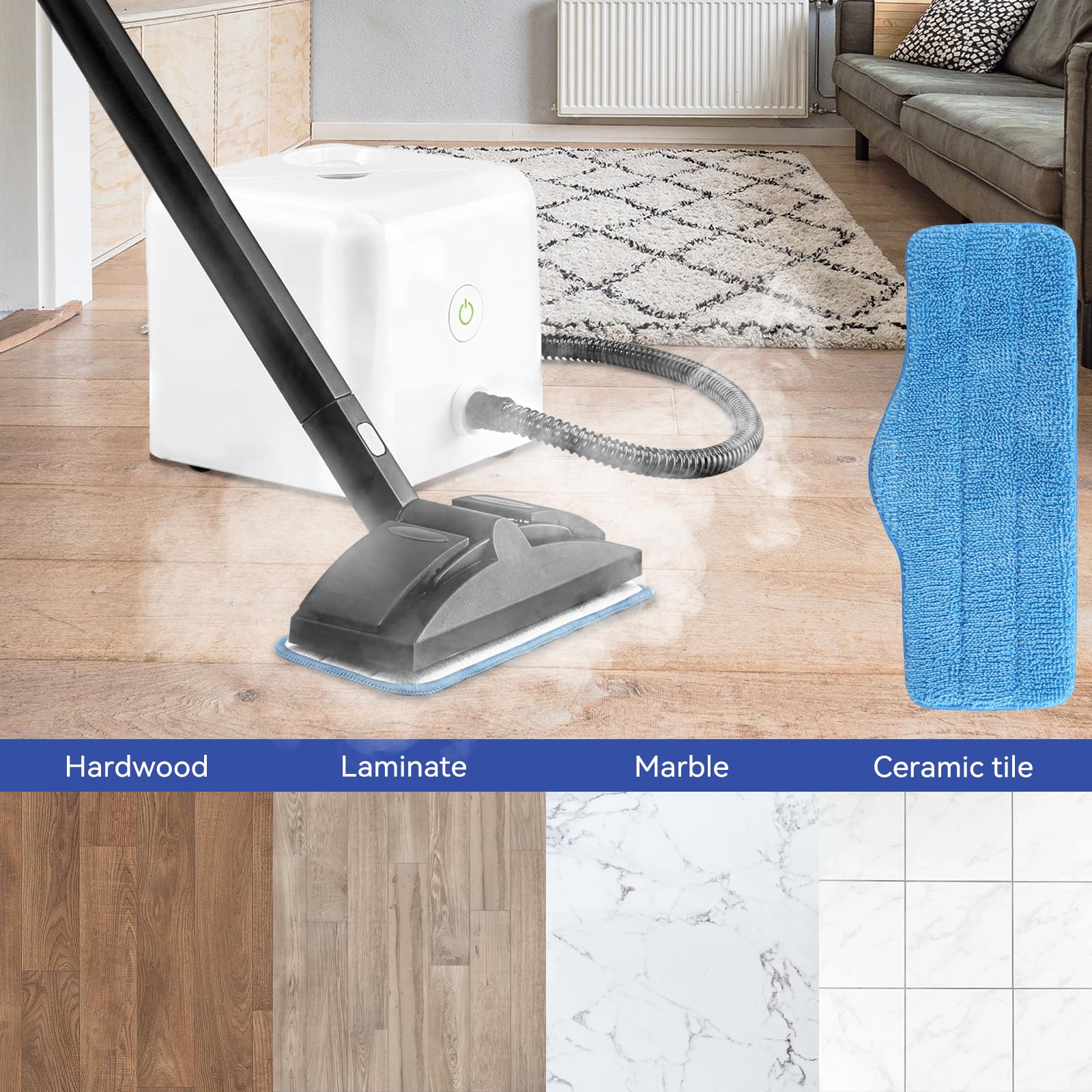 BlueStars Microfiber Steam Mop Pads For Dupray Neat – 6 Pack Reusable Washable Pads For Hardwood & Tile