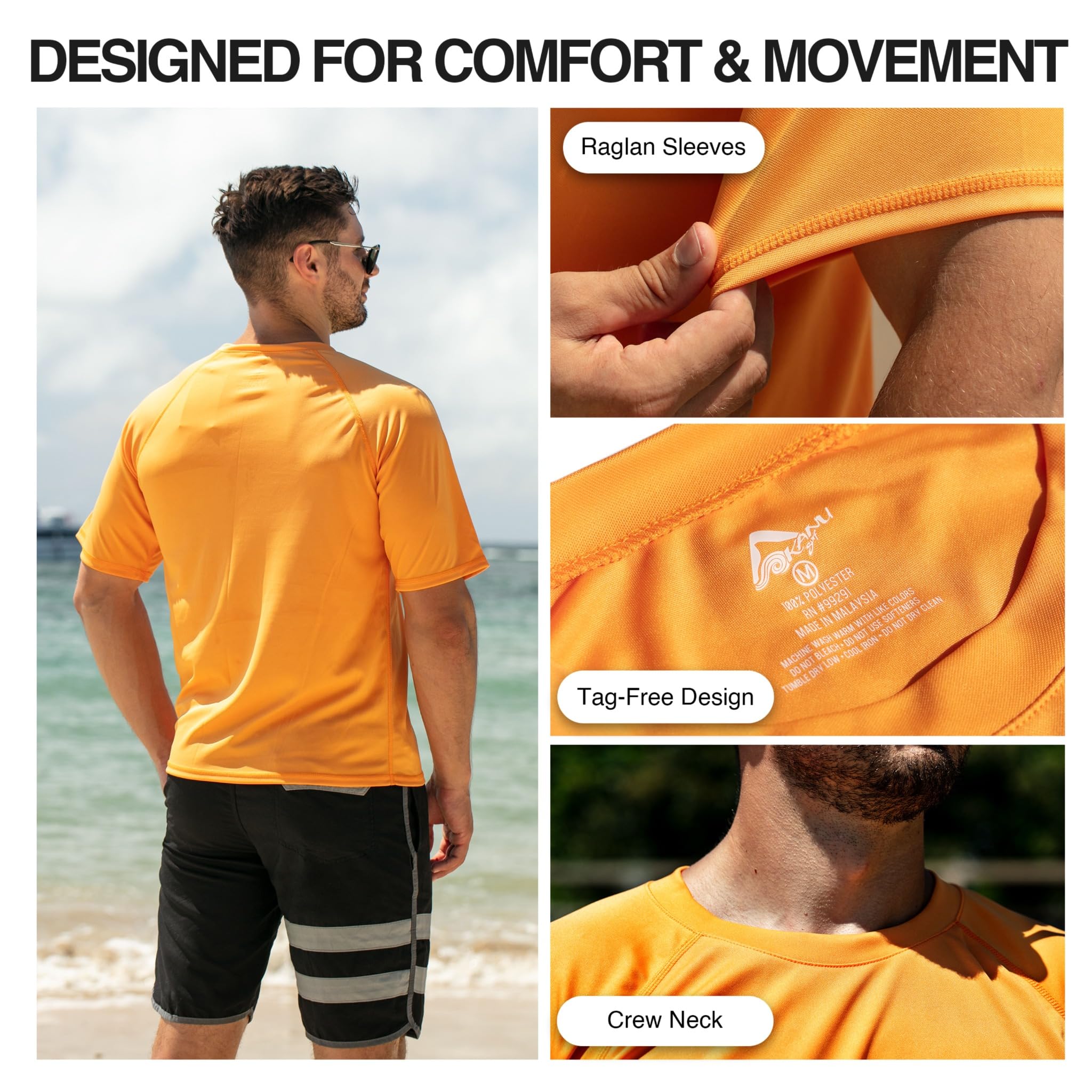Kanu Surf Men's Solid Rashguard UPF 50+ Swim Shirt