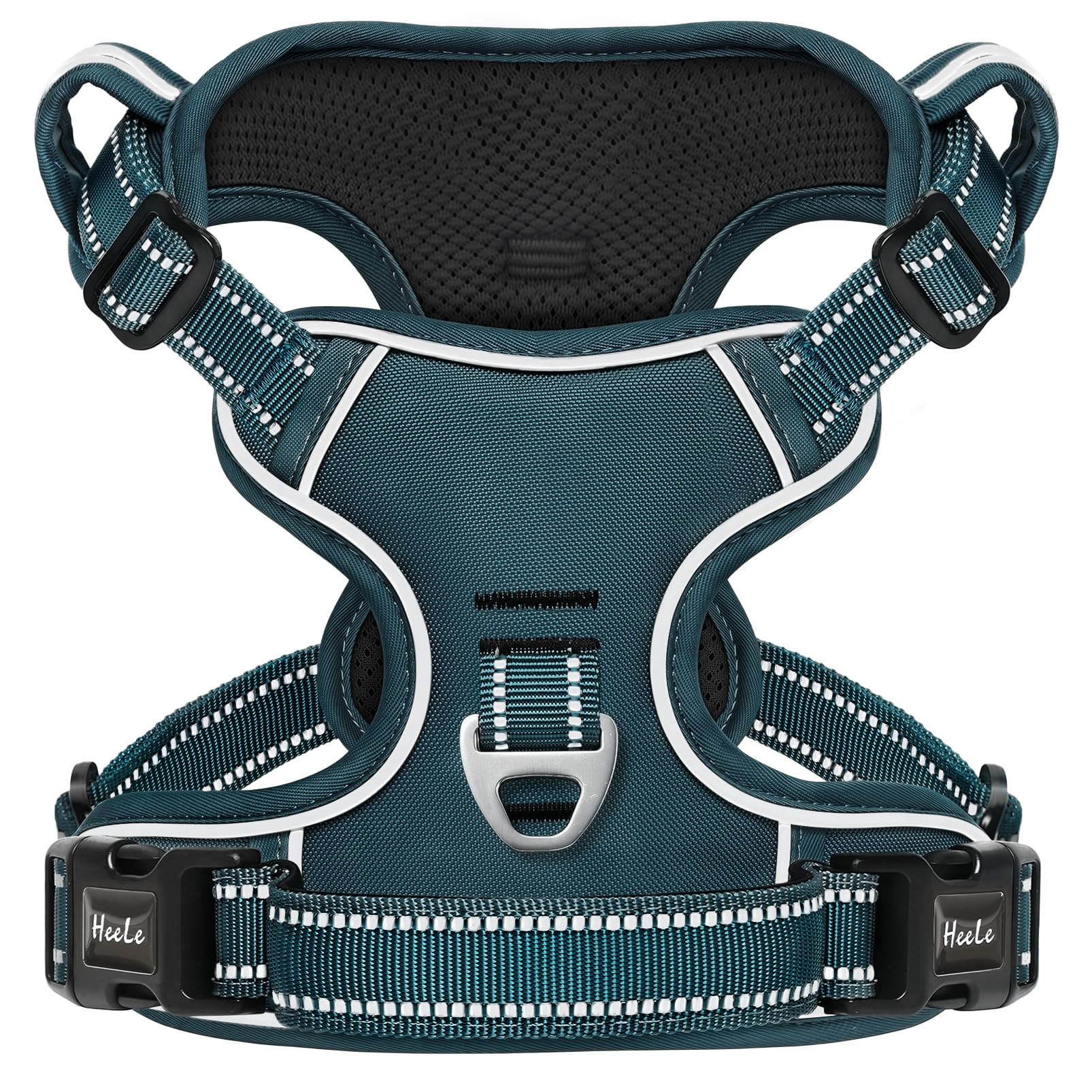 HEELE Dog Harness for Large Dogs No Pull Dog Vest Harness for Large Dog with Soft Padded Handle Reflective for Outdoor Training, Blackish Green, L