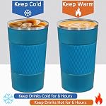 4 Pack de tasse à café isolée avec limace 17oz Gobelet de café de voyage en acier inoxydable Réutilisable tasses de café Thermique tasse à café pour boissons froides chaudes et glacées, multicolore