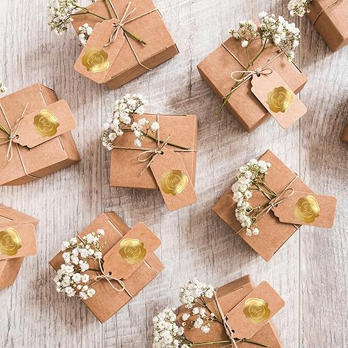 Miniatura 5 de 200 unidades de sellos de papel de aluminio dorados en relieve con sello de amor, calcomanías autoadhesivas para sobres, invitaciones de boda,