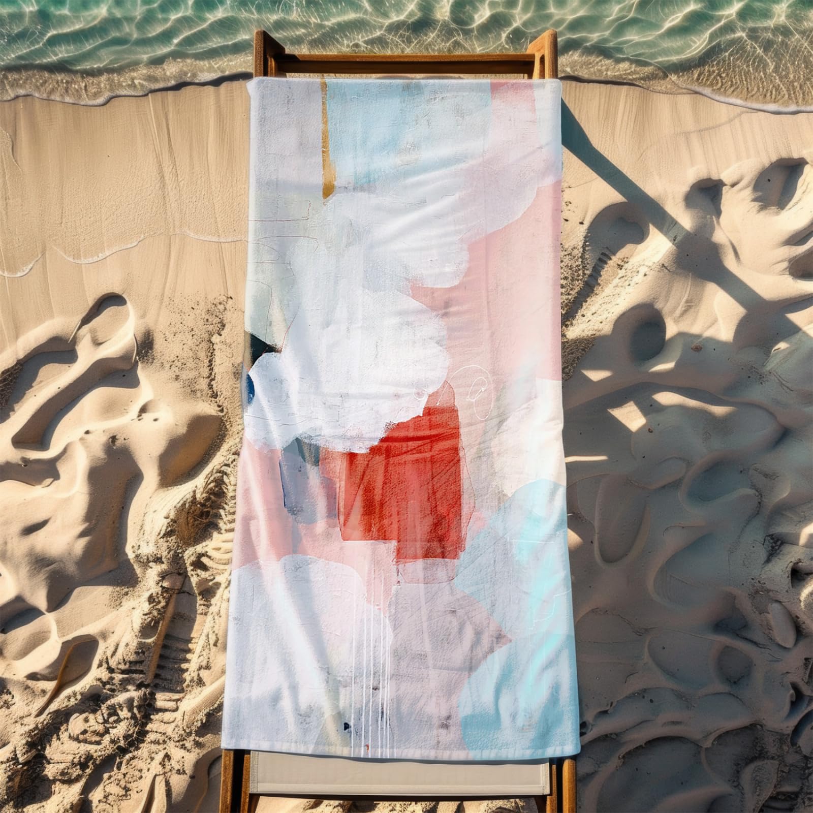 Générique Serviette Microfibre Plage Rouge Rose Clair