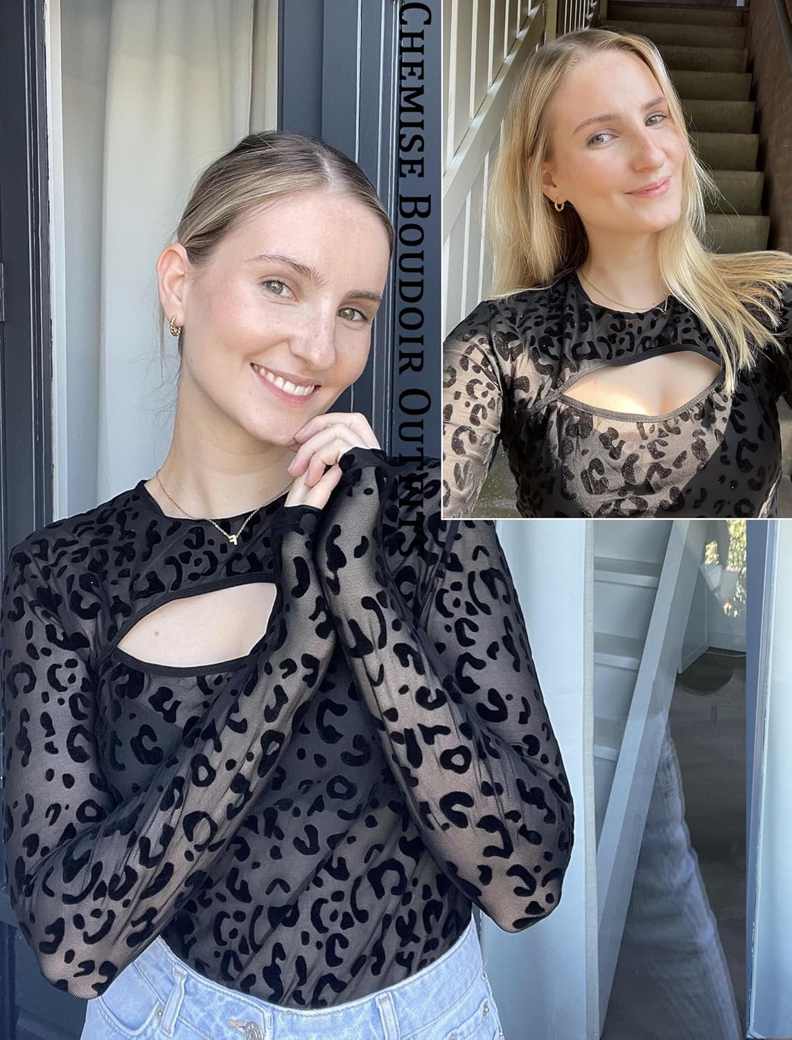 Avidlove Mesh Bodysuit for Women Long Sleeve Body Suit Sexy Tops Cut Out Leotard See Through Shirts Sheer Rave Outfits - Image 4