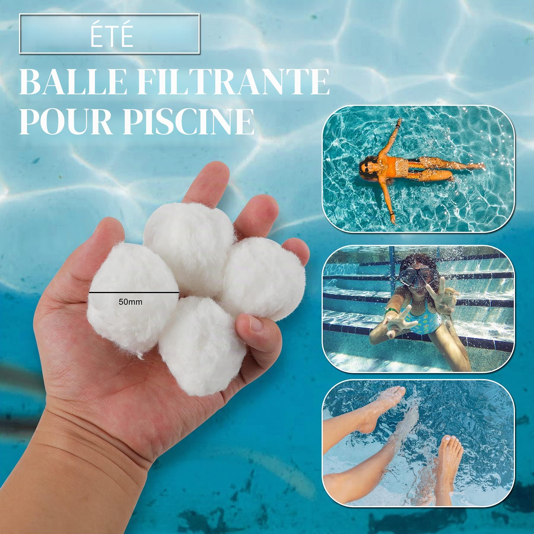 Forever Speed Balles filtrantes de 1400g pour systèmes de filtration à sable Convient pour les filtres de piscine,les installations de filtration de piscine et les aquariums Balles filtrantes blanches