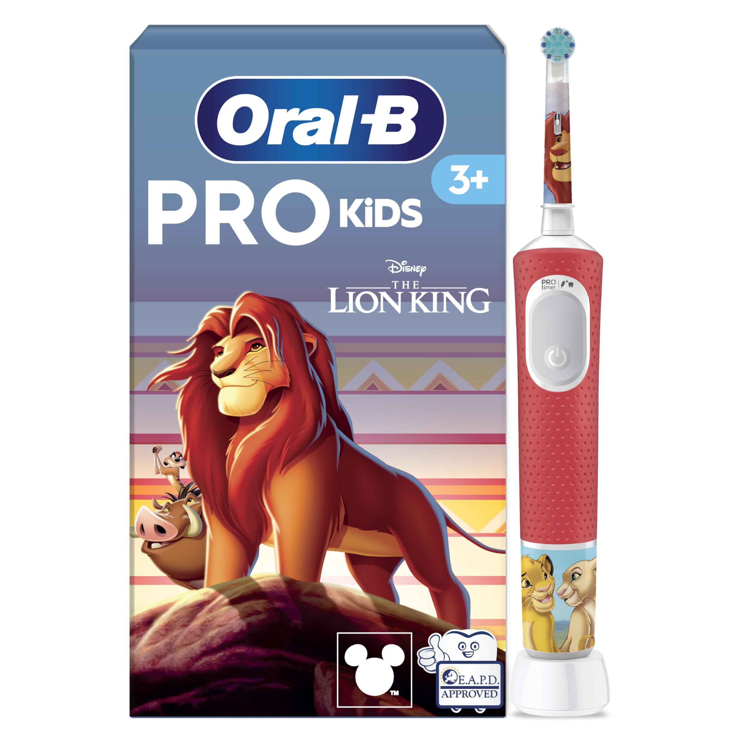 Oral-B Pro Kids Lion King Rechargeable Electric Toothbrush - 2 Brushing Modes - Extra Soft Bristles