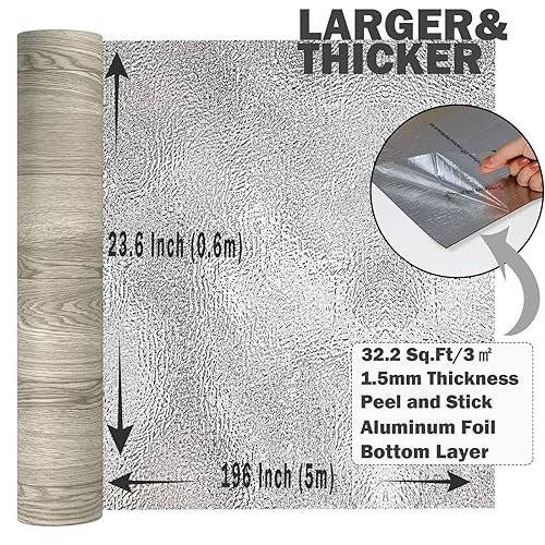 Miniatura 52 de Oxdigi Rollo de azulejos de vinilo grueso autoadhesivo, suelo de tablones de madera, impermeables, resistentes, fáciles de instalar, marrón, 23 x