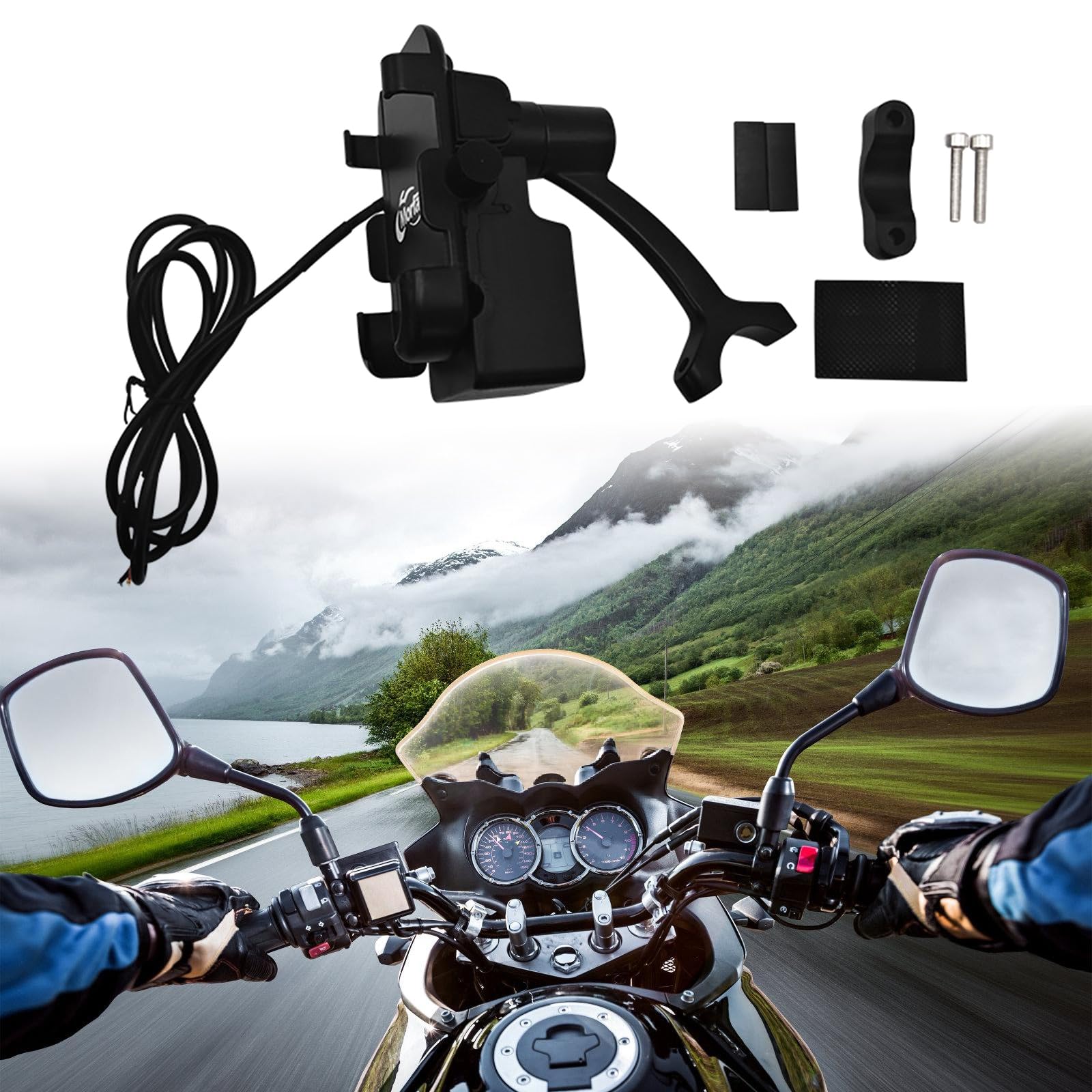 Motocyklowy uchwyt na telefon ze zintegrowanymi systemami dźwiękowymi do rowerów elektrycznych, stabilny na nierównym terenie, łatwy montaż, wodoodporny uchwyt na telefon motocyklowy z wbudowanymi
