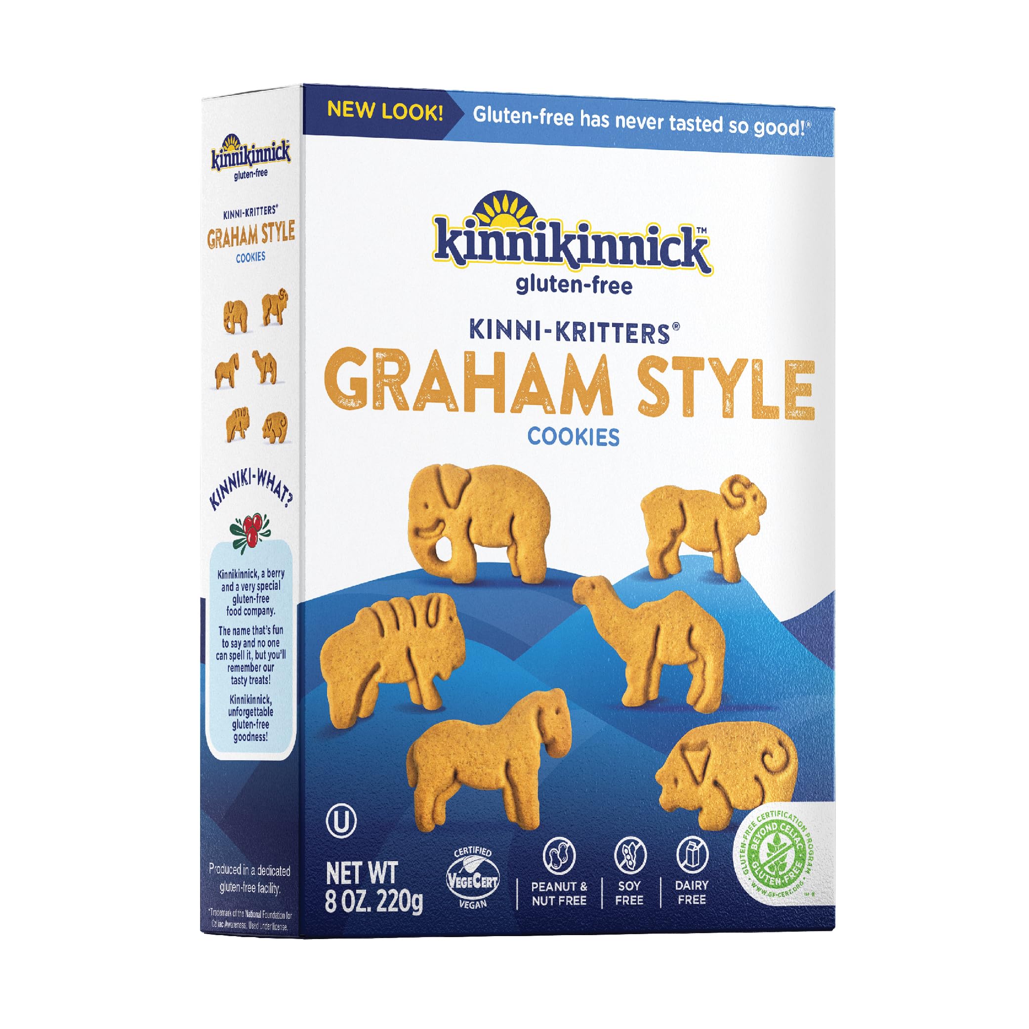 KinniKritters Graham Style Animal Cookies - Gluten Free, Allergy Friendly Vegan Animal Crackers - 8 oz. Box