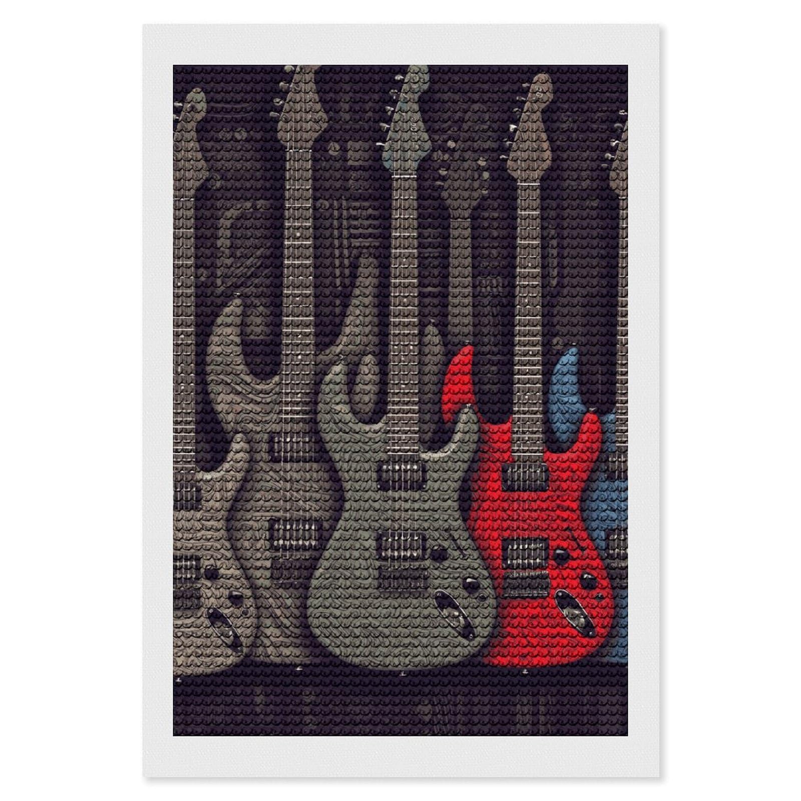 DWVTSLH Guitar Pattern Diamond Painting Kits for Adults, Personalized Diamond Photo Art Full Drill, DIY 5D Diamond Art Painting Kits for Beginners, Home Wall Decor 8"x12"