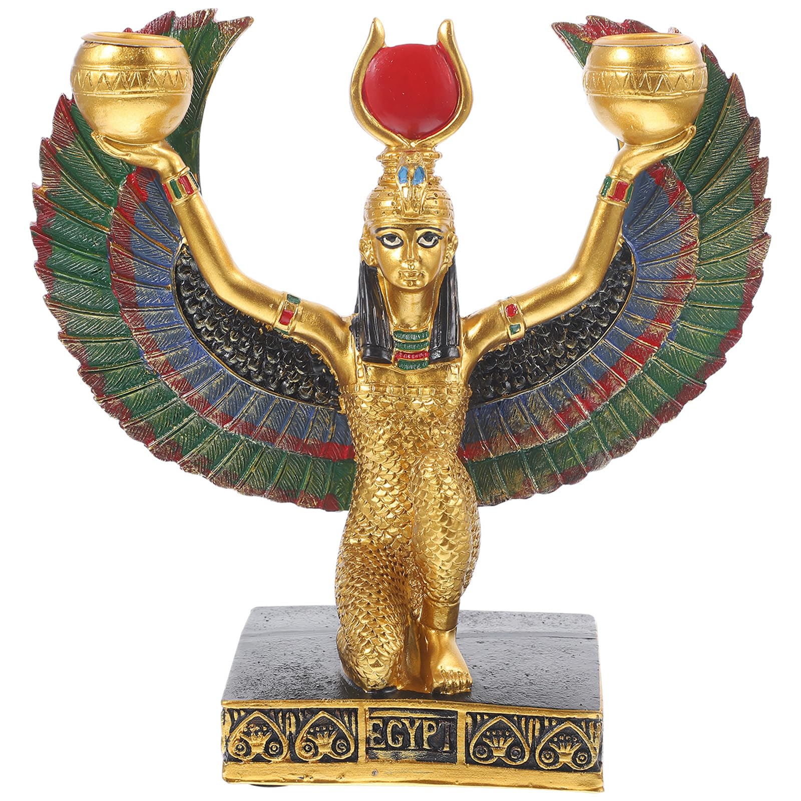 SHINEOFI Statua Ornamentale in Resina di Dea Egizia Aperte Statuetta da Collezione Decorativa per Scrivania e Arredamento Casa Regalo Artistico per Appassionati di Mitologia Egizia