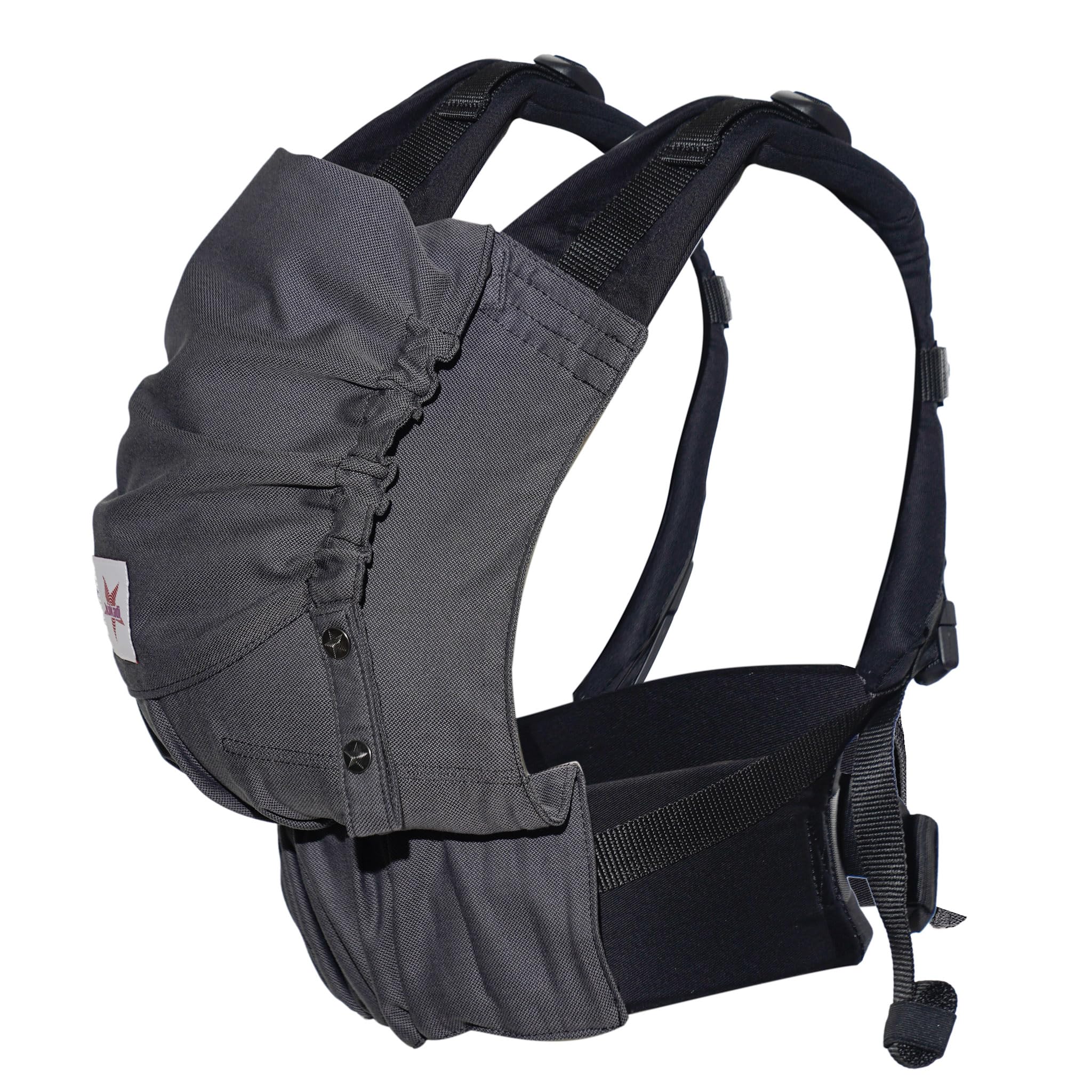 KOKADI Just Mr. Grey - Mochila portabebés con tapa (ergonómica, fácil y segura, desde el nacimiento hasta 15 kg, algodón orgánico)