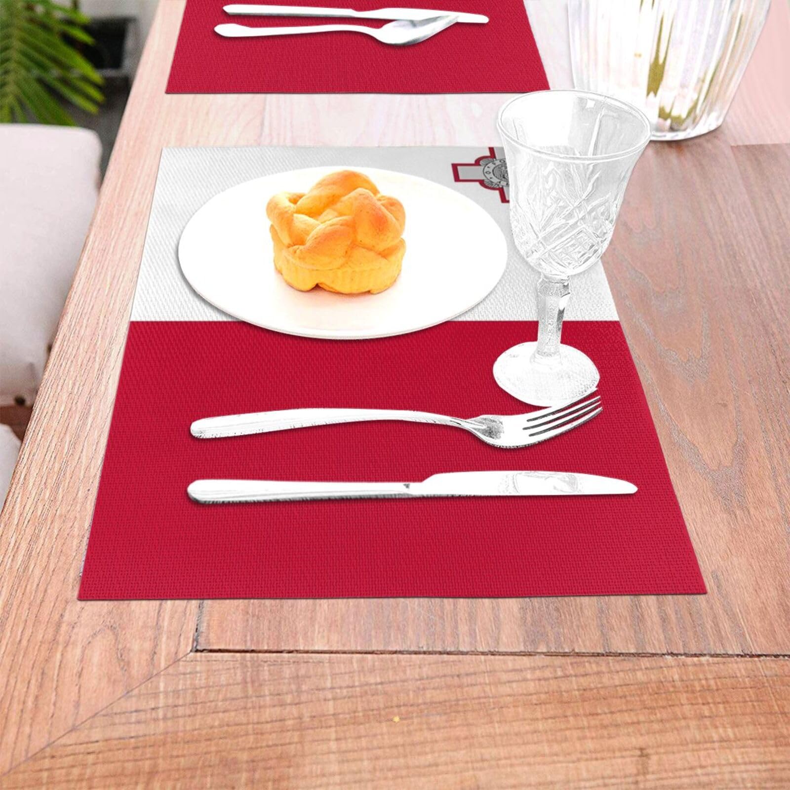 Juego De 10 Manteles Individuales con Estampado De La Bandera De Malta Lavables Antideslizantes Aislantes Térmicos De Vinilo Tejido para Cocina Comedor Y Restaurante 30X45Cm