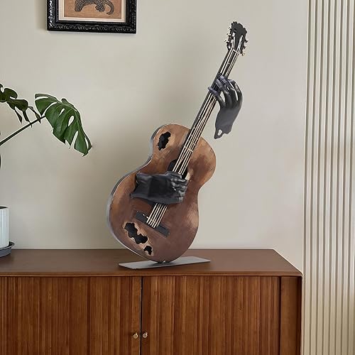 Miniatura 6 de Decoración musical de metal, escultura de guitarra hecha a mano de 23 pulgadas de alto, decoración del hogar, decoración de estatua occidental