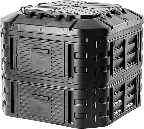 KADAX Composteur de Jardin 600L, Grand Bac à Compost pour